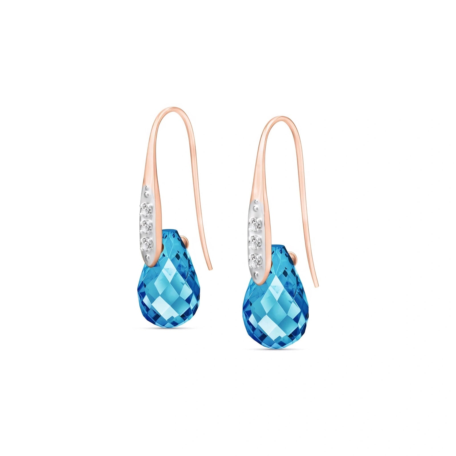 Rose Gold Aura Drop Earrings Blue Topaz 10K — Domenica