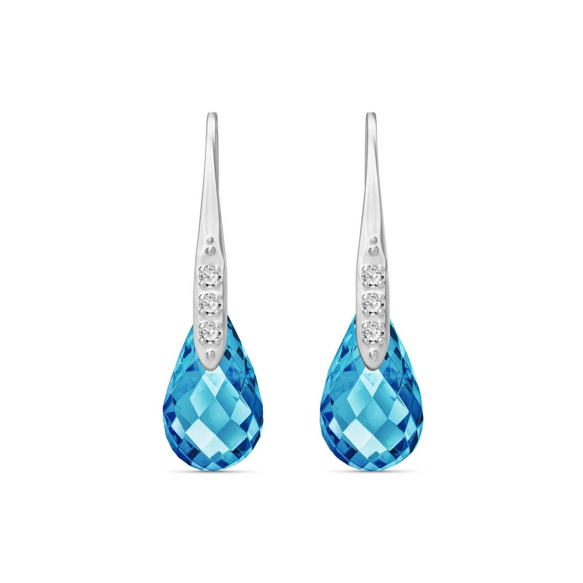 White Gold Aura Drop Earrings Blue Topaz 10K — Domenica