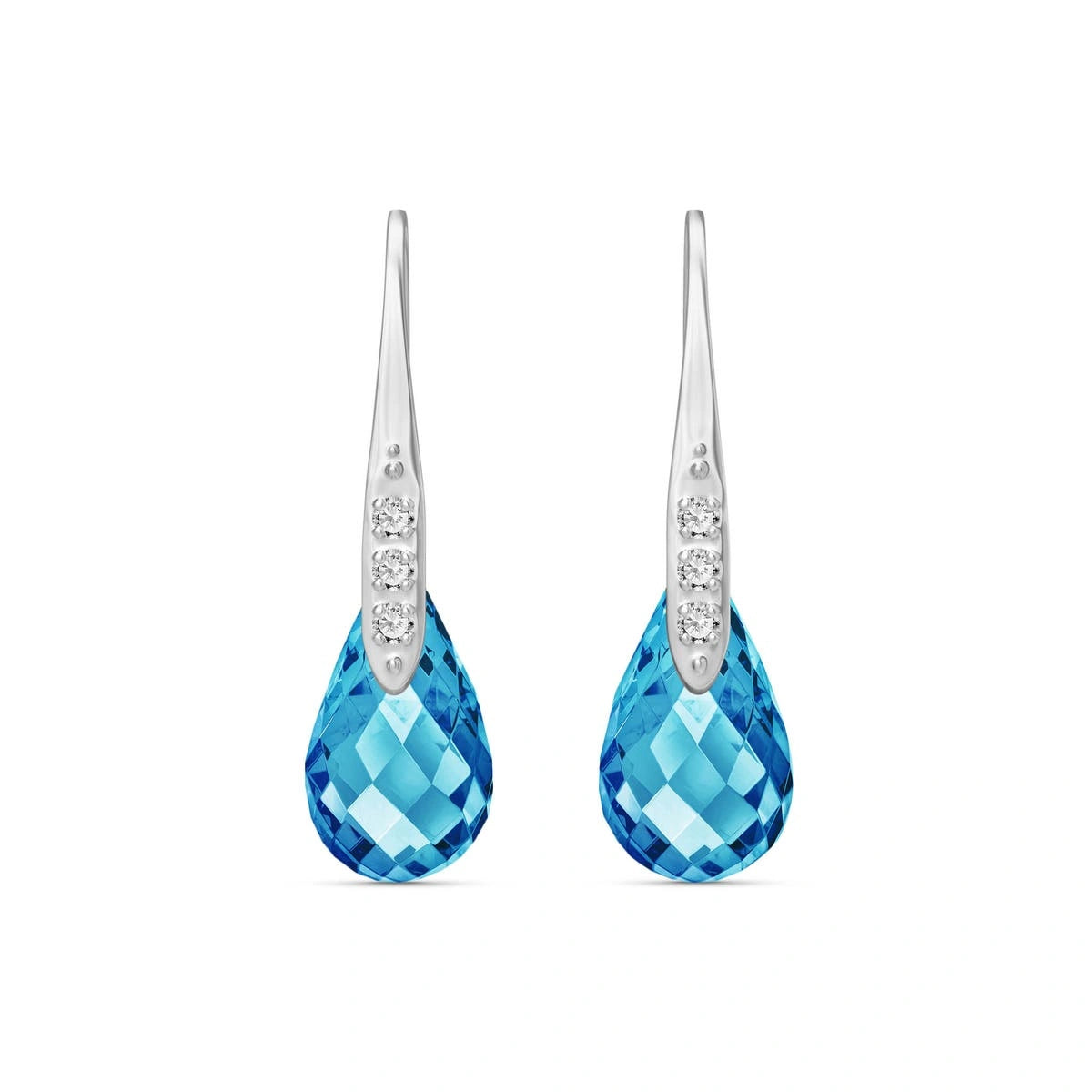 White Gold Aura Drop Earrings Blue Topaz 10K — Domenica