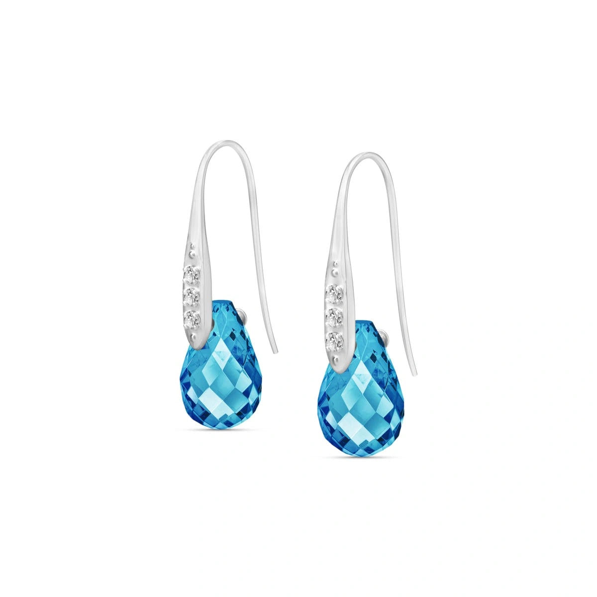 White Gold Aura Drop Earrings Blue Topaz 10K — Domenica