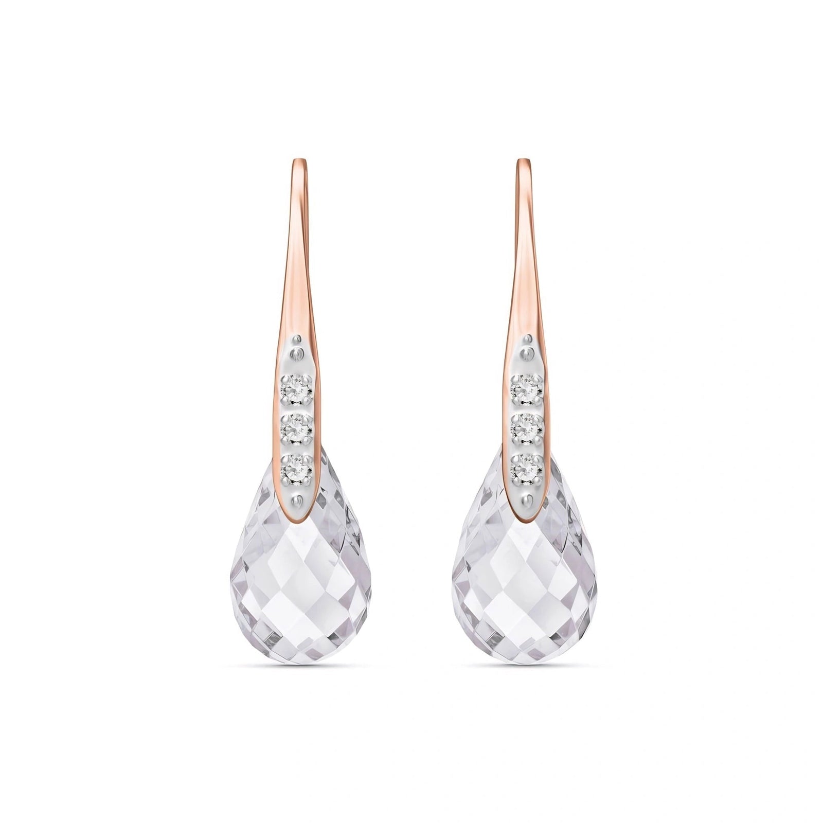 Rose Gold Aura Drop Earrings White Topaz 10K — Domenica