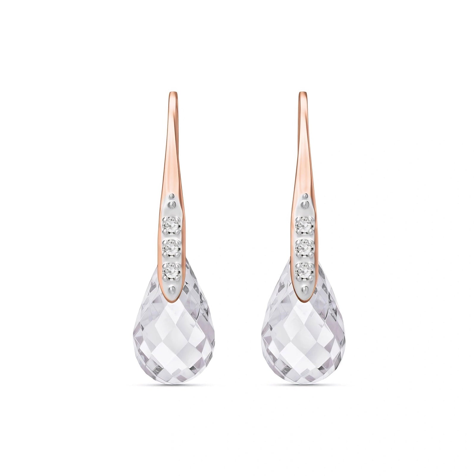 Rose Gold Aura Drop Earrings White Topaz 10K — Domenica