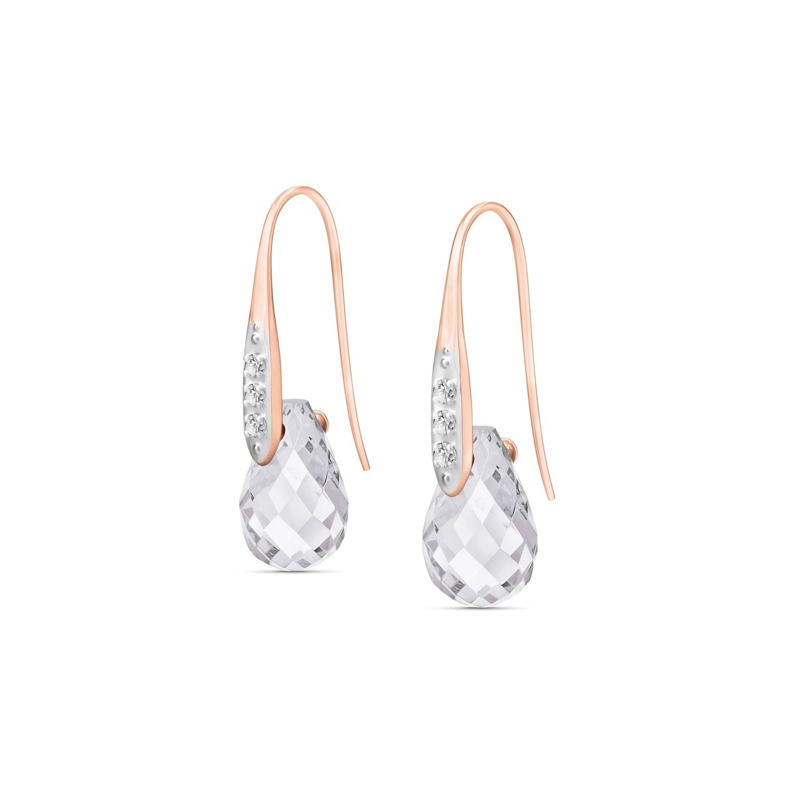 Rose Gold Aura Drop Earrings White Topaz 10K — Domenica
