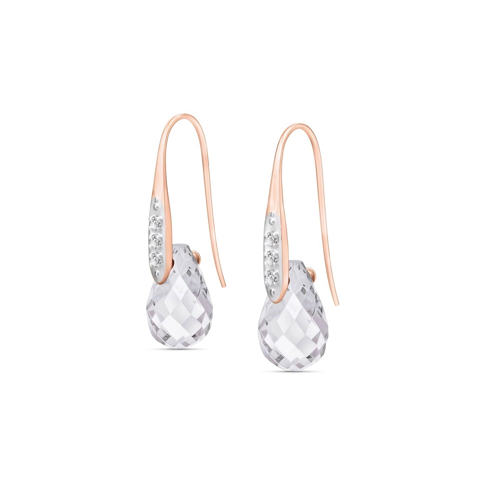 Rose Gold Aura Drop Earrings White Topaz 10K — Domenica