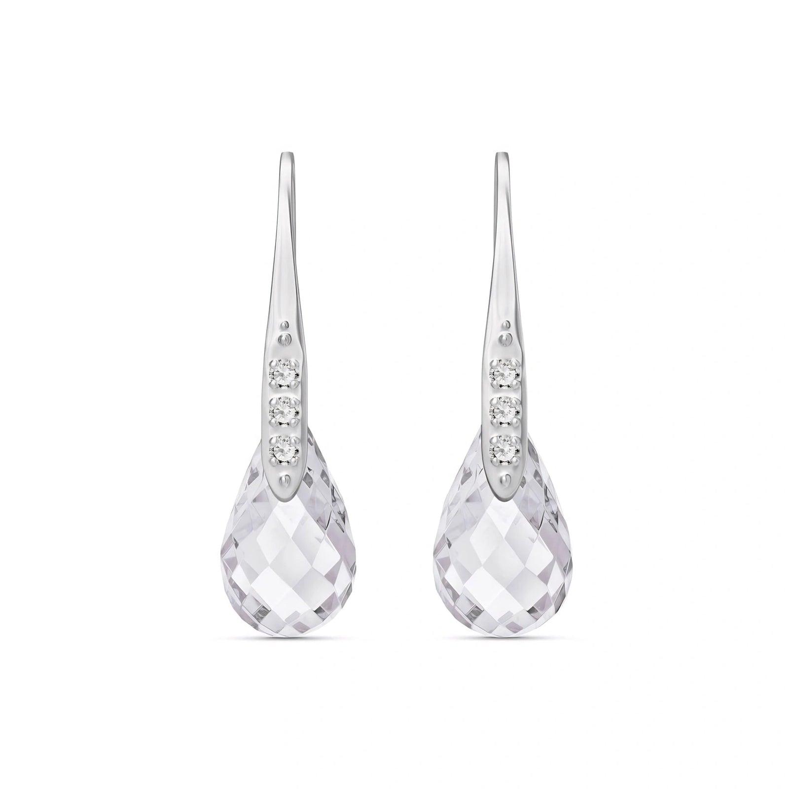White Gold Aura Drop Earrings White Topaz 10K — Domenica