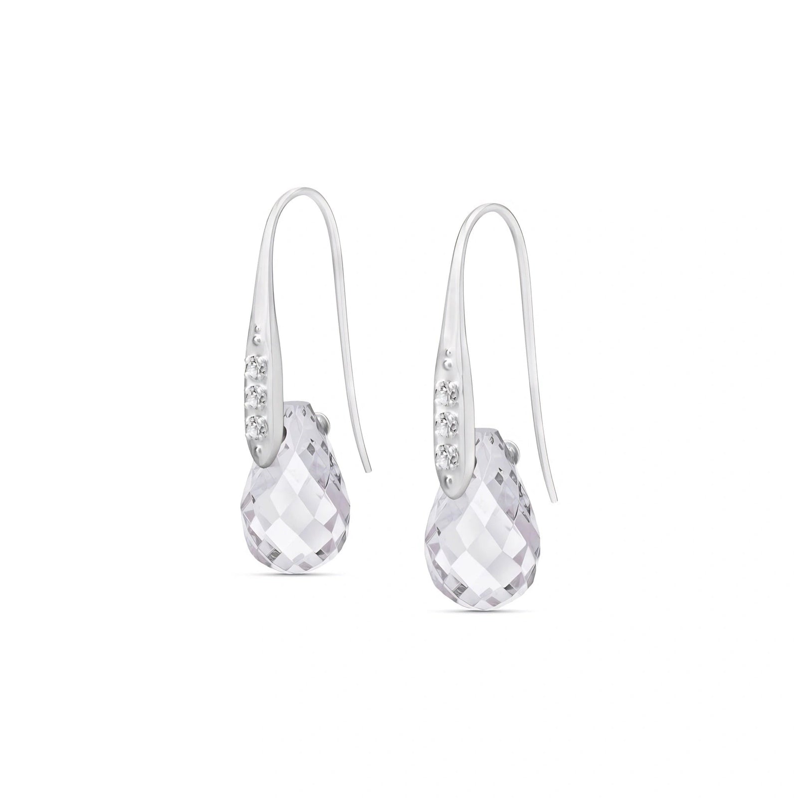 White Gold Aura Drop Earrings White Topaz 10K — Domenica