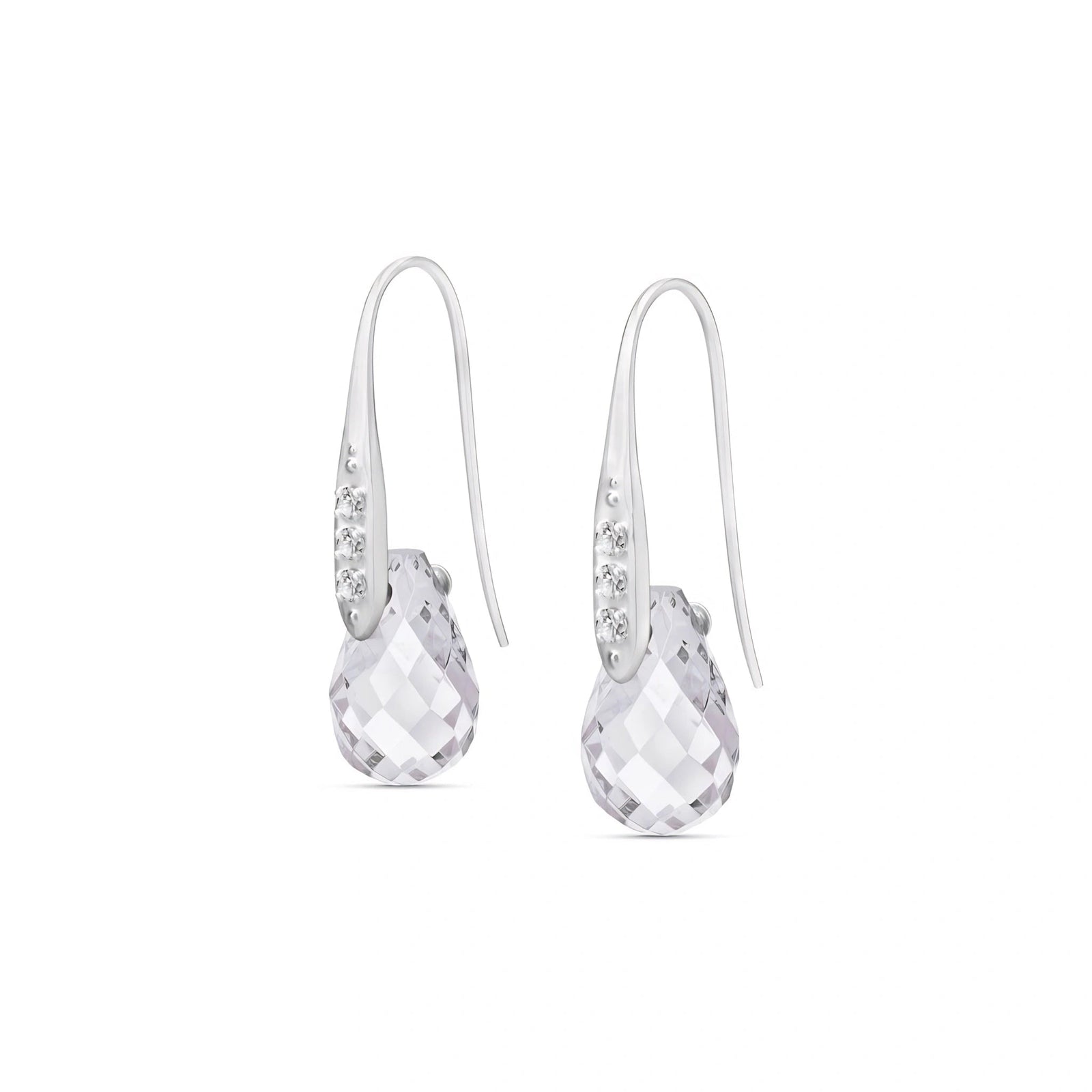 White Gold Aura Drop Earrings White Topaz 10K — Domenica
