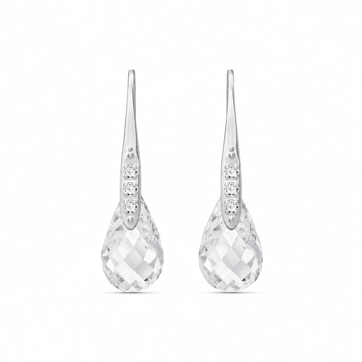 White Gold Aura Drop Earrings White Topaz 10K — Domenica