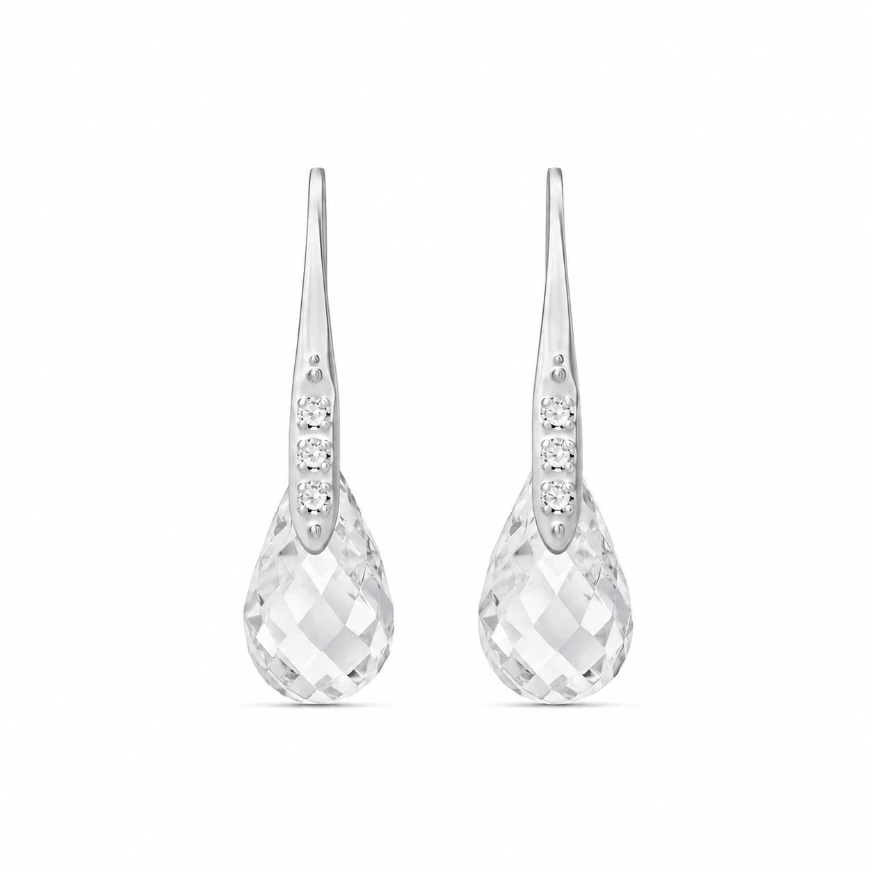 White Gold Aura Drop Earrings White Topaz 10K — Domenica