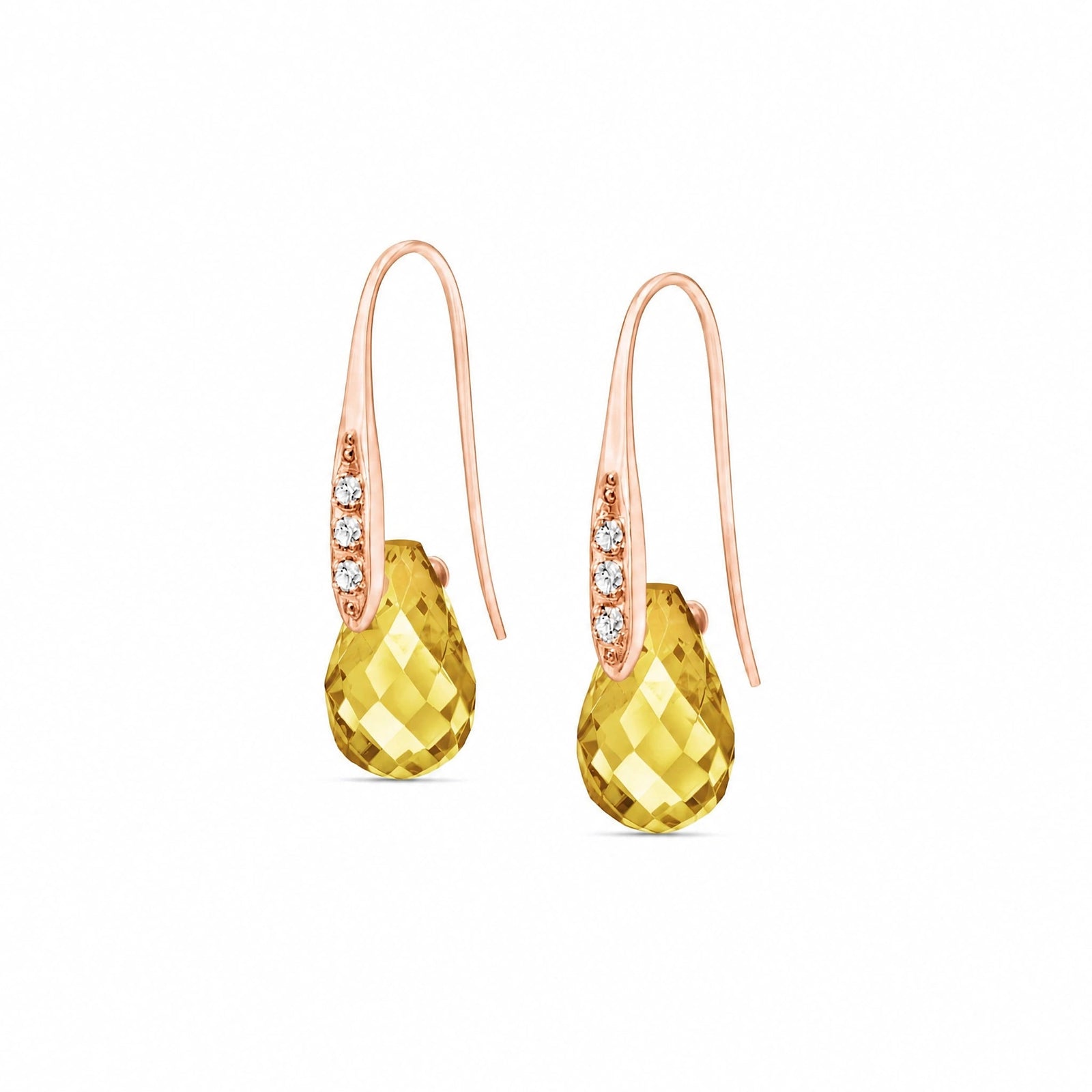 Rose Gold Aura Drop Earrings Citrine 10K — Domenica