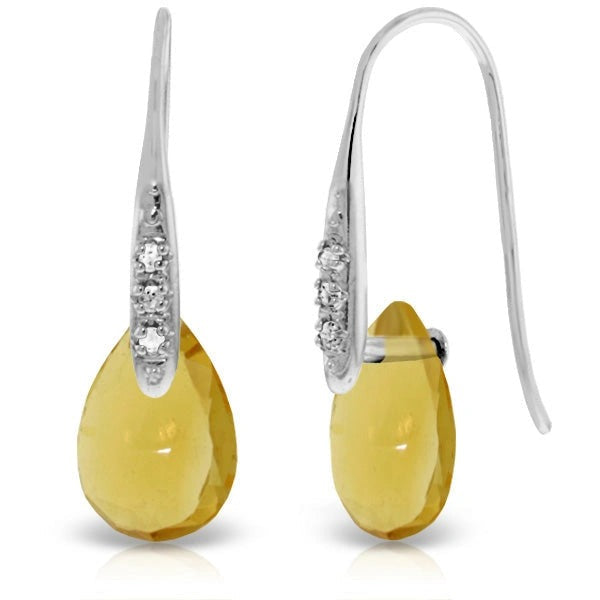 White Gold Aura Drop Earrings Citrine 10K — Domenica