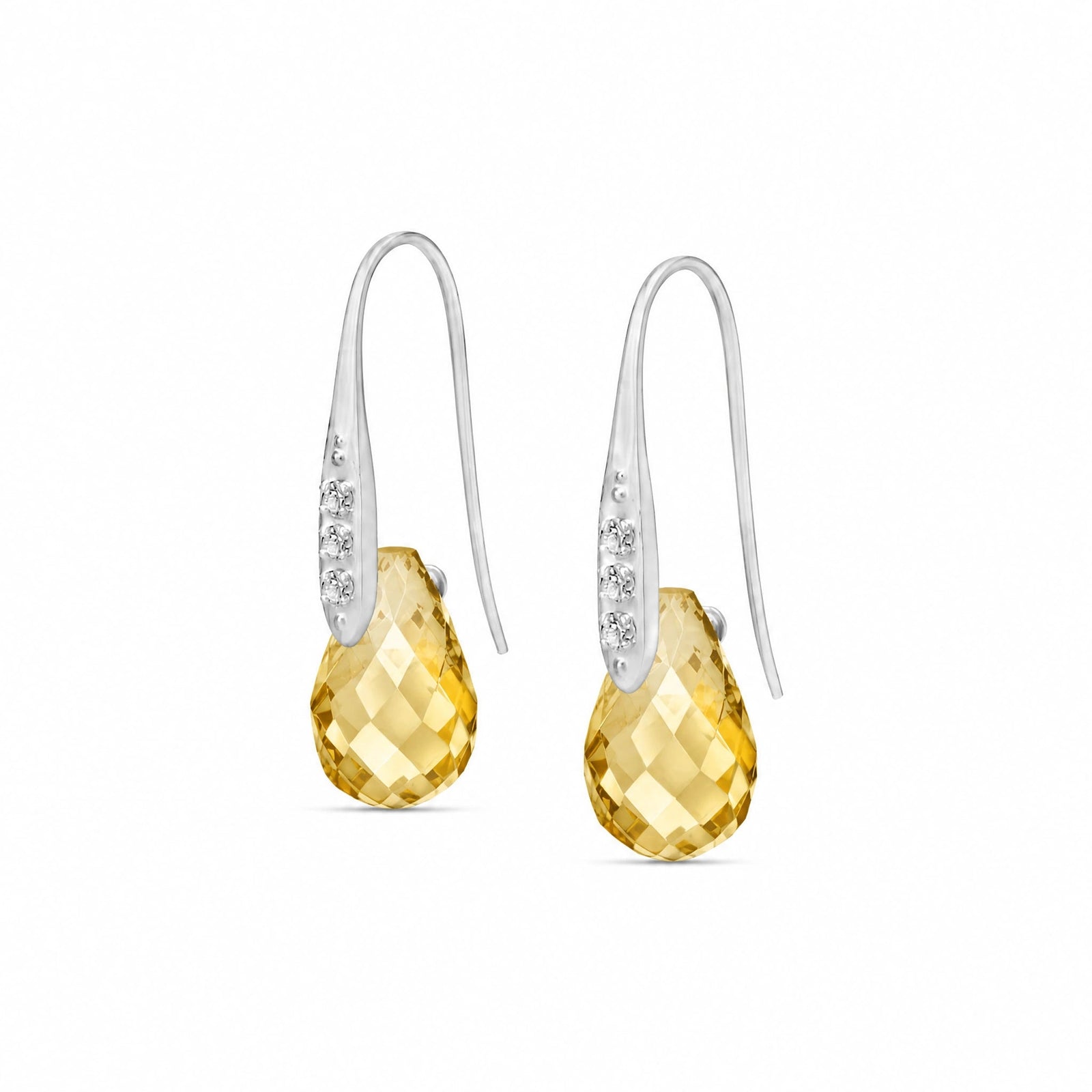 White Gold Aura Drop Earrings Citrine 10K — Domenica