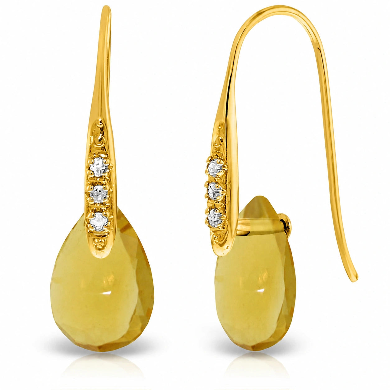Yellow Gold Aura Drop Earrings Citrine 10K — Domenica
