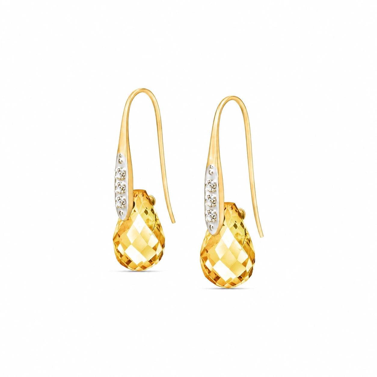 Yellow Gold Aura Drop Earrings Citrine 10K — Domenica