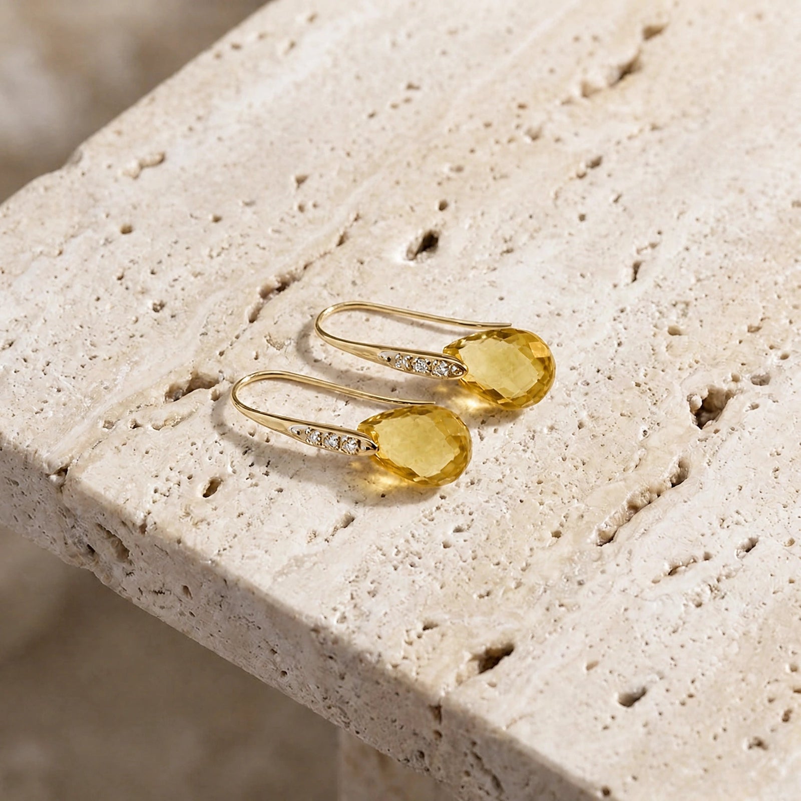Yellow Gold Aura Drop Earrings Citrine 10K — Domenica