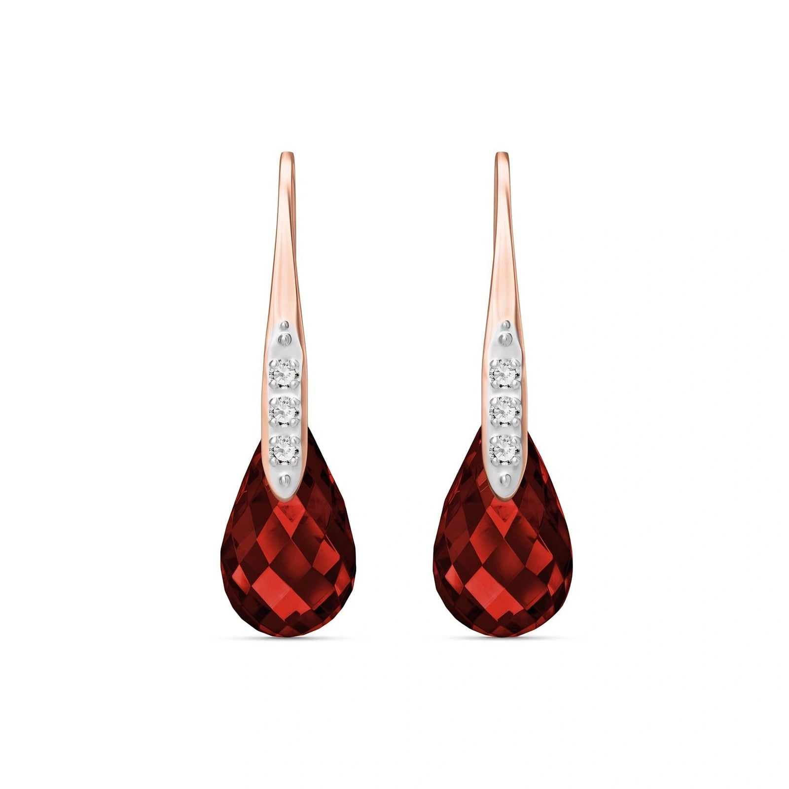 Rose Gold Aura Drop Earrings Garnet 10K — Domenica