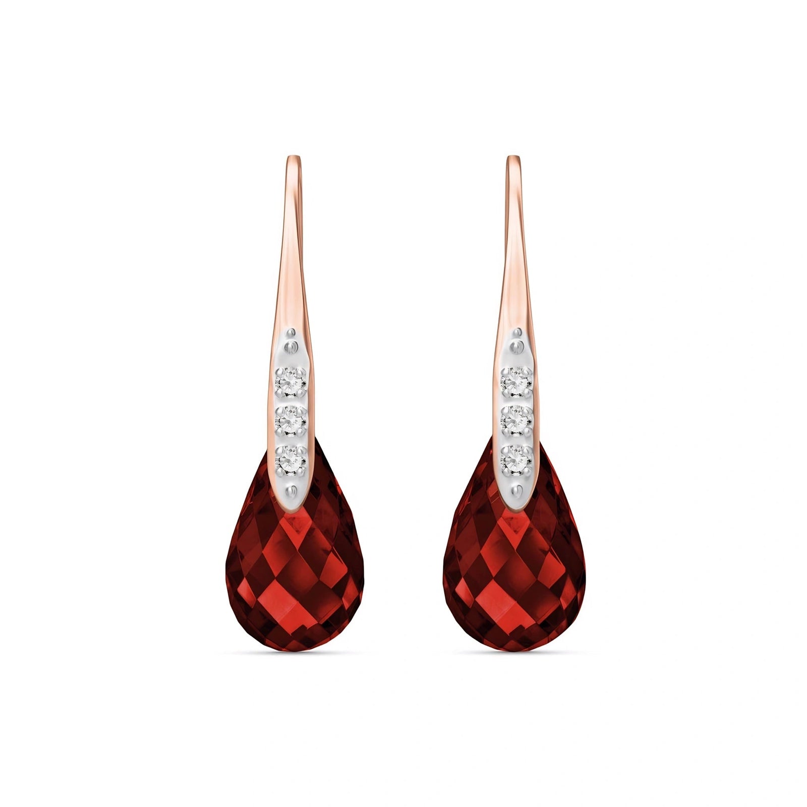 Rose Gold Aura Drop Earrings Garnet 10K — Domenica
