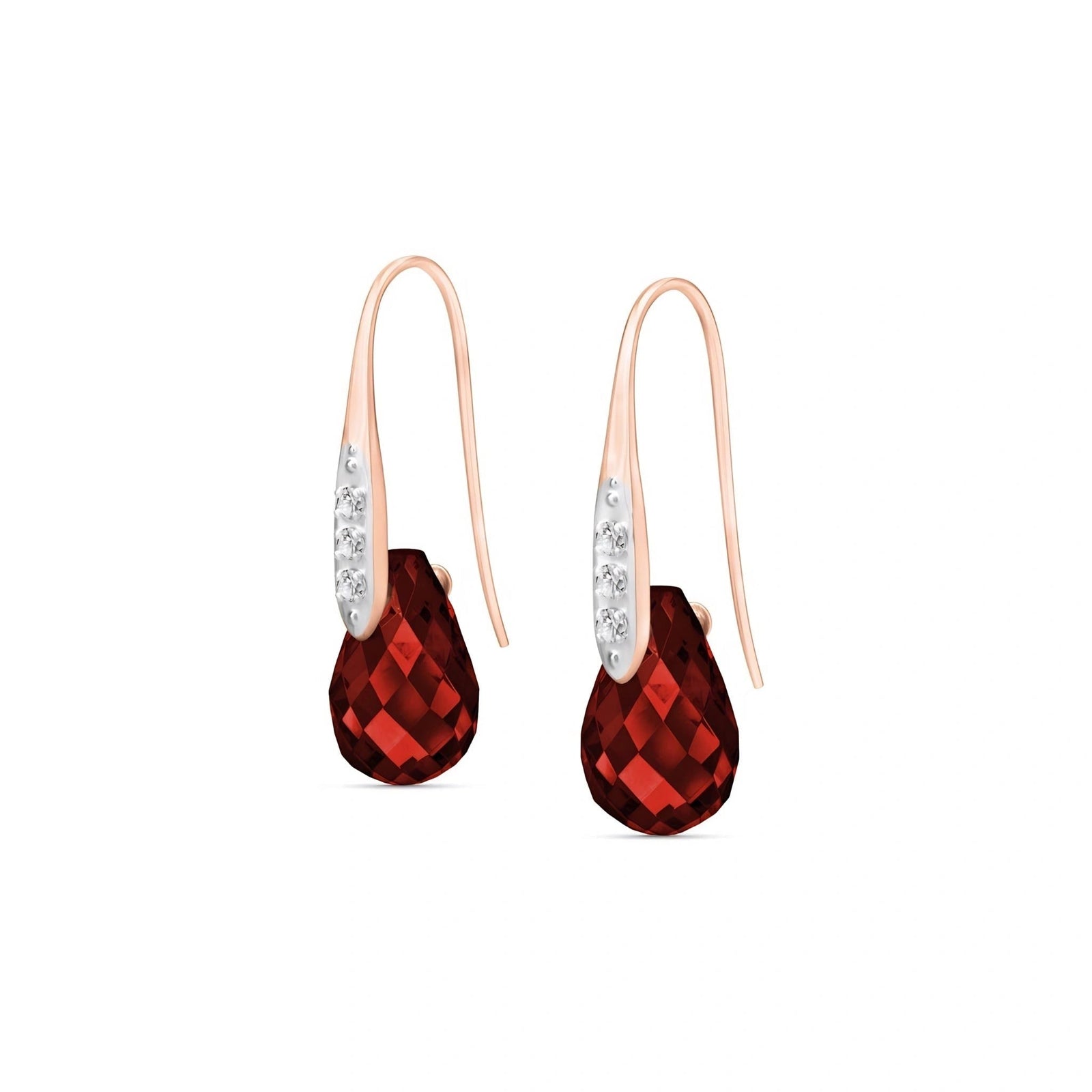 Rose Gold Aura Drop Earrings Garnet 10K — Domenica