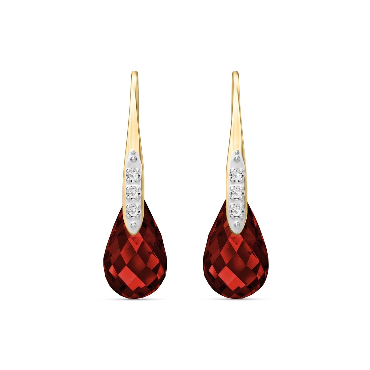 Yellow Gold Aura Drop Earrings Garnet 10K — Domenica