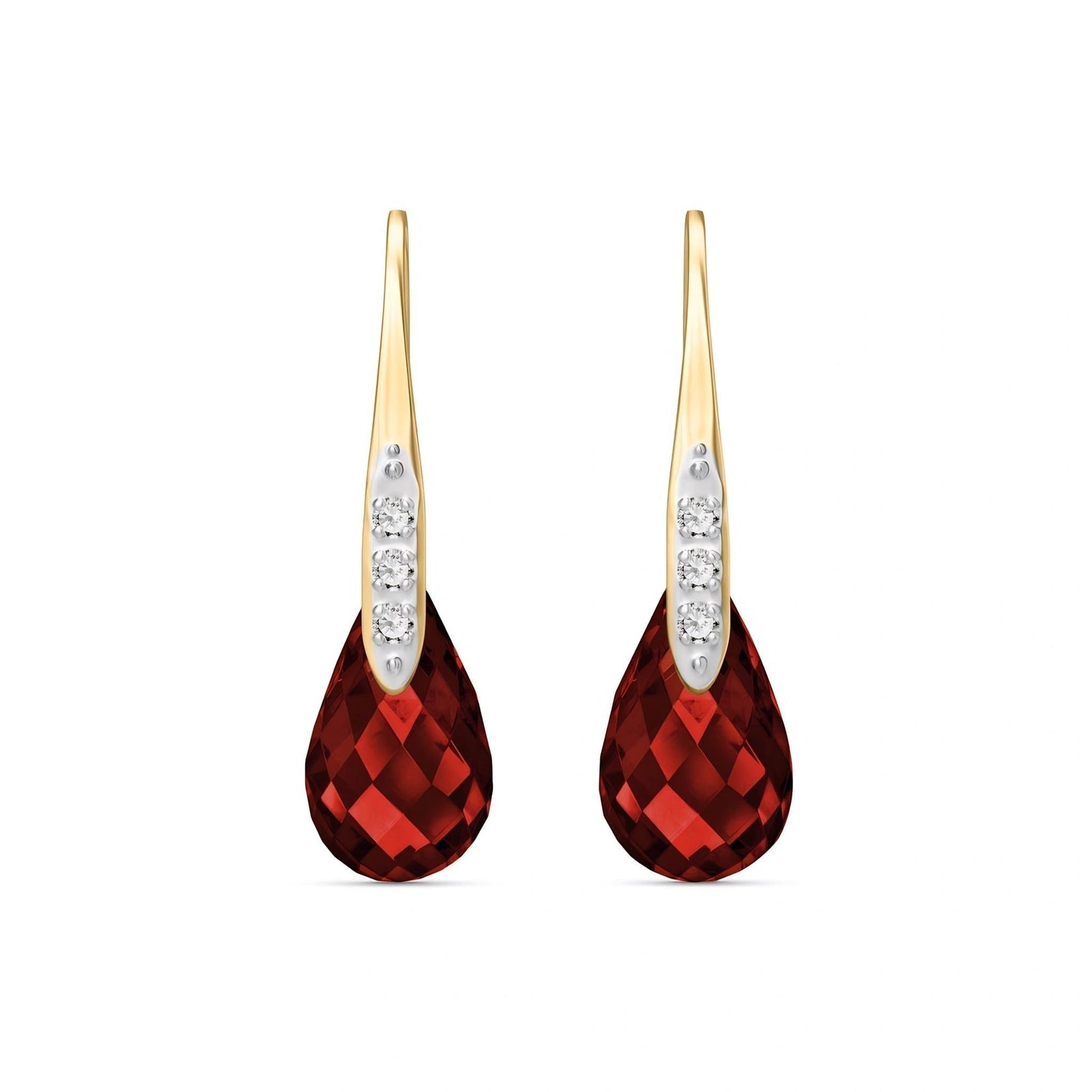 Yellow Gold Aura Drop Earrings Garnet 10K — Domenica