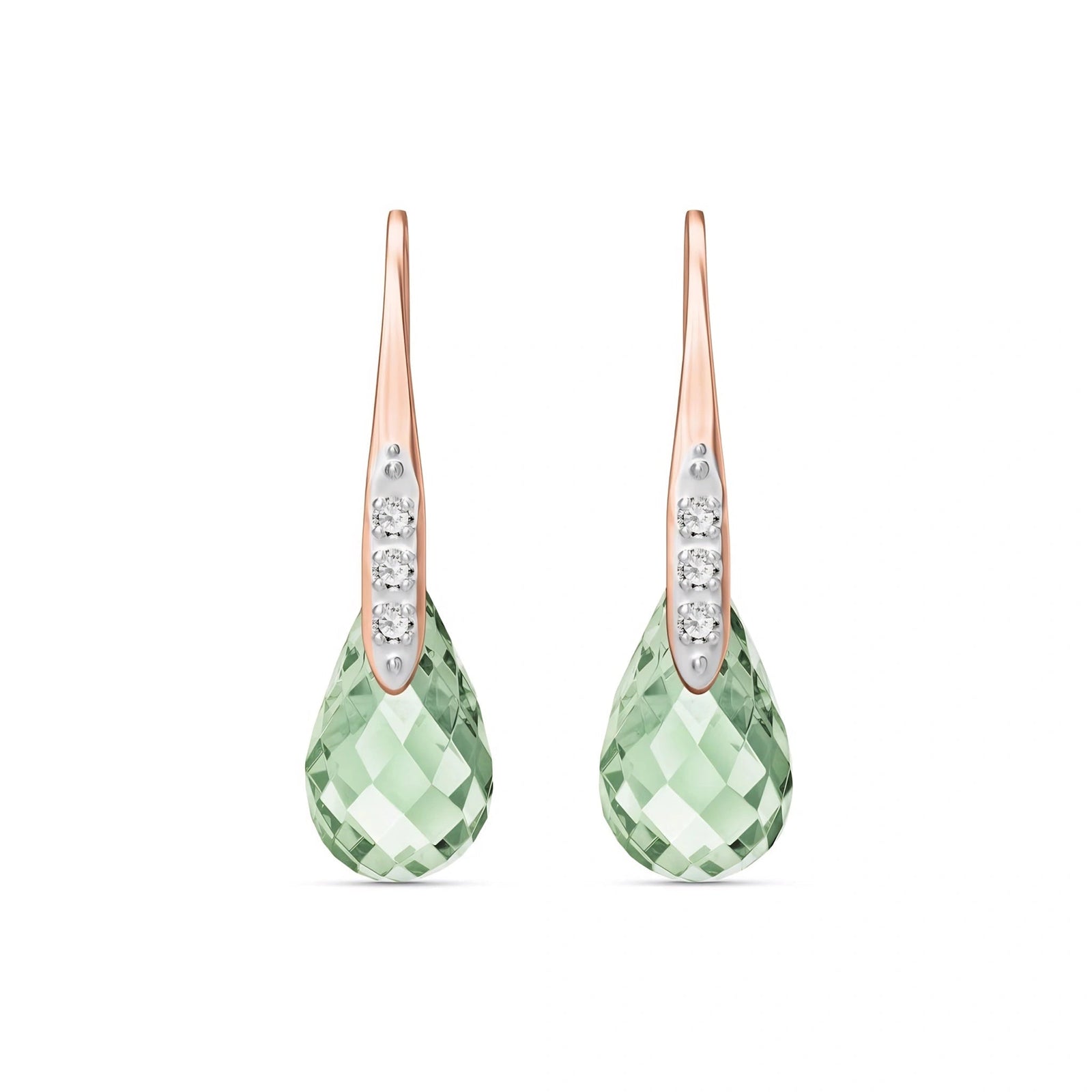 Rose Gold Aura Drop Earrings Green Amethyst 10K — Domenica