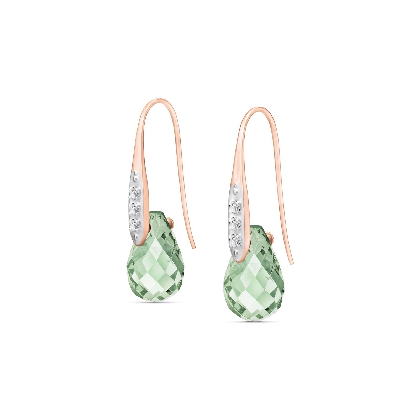 Rose Gold Aura Drop Earrings Green Amethyst 10K — Domenica