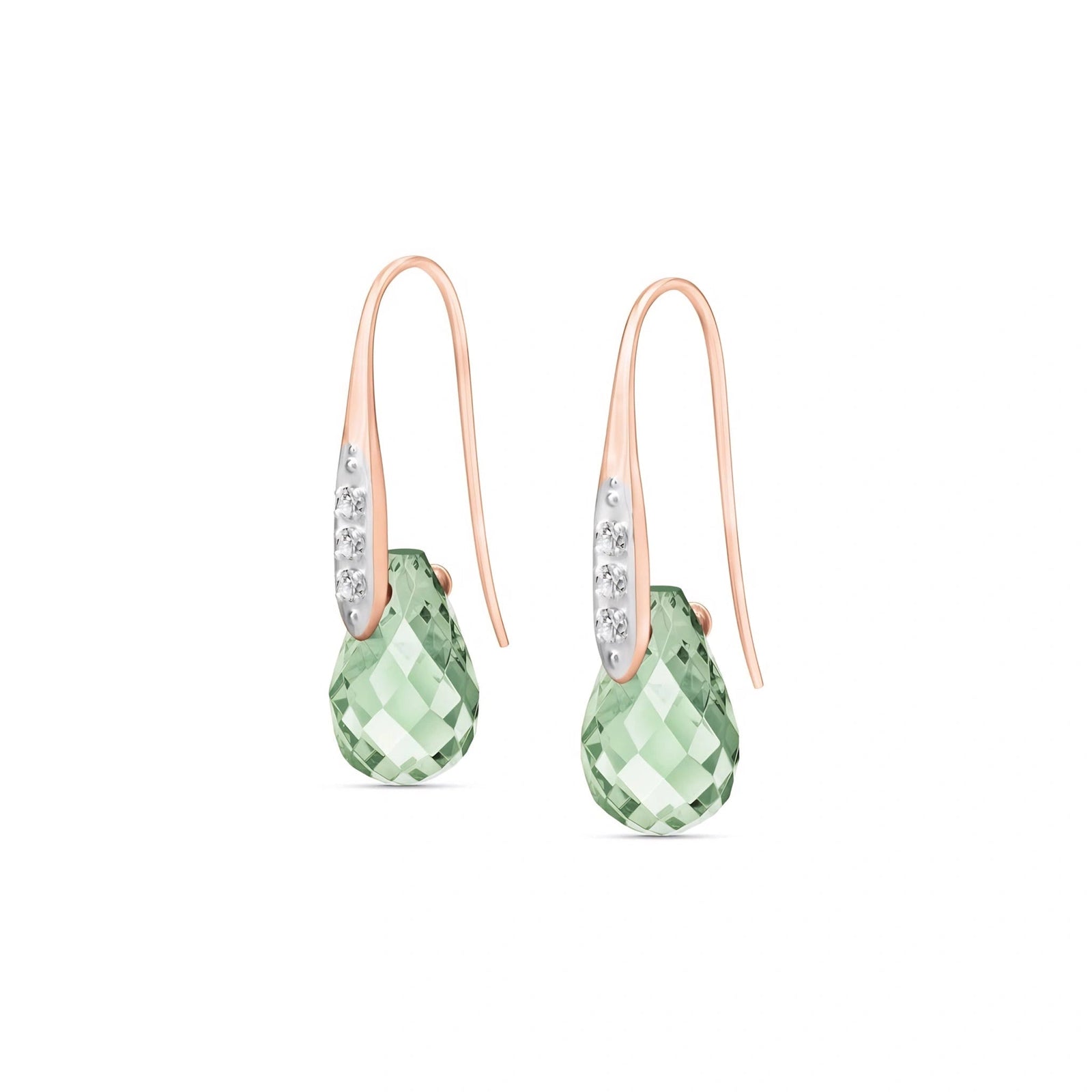 Rose Gold Aura Drop Earrings Green Amethyst 10K — Domenica