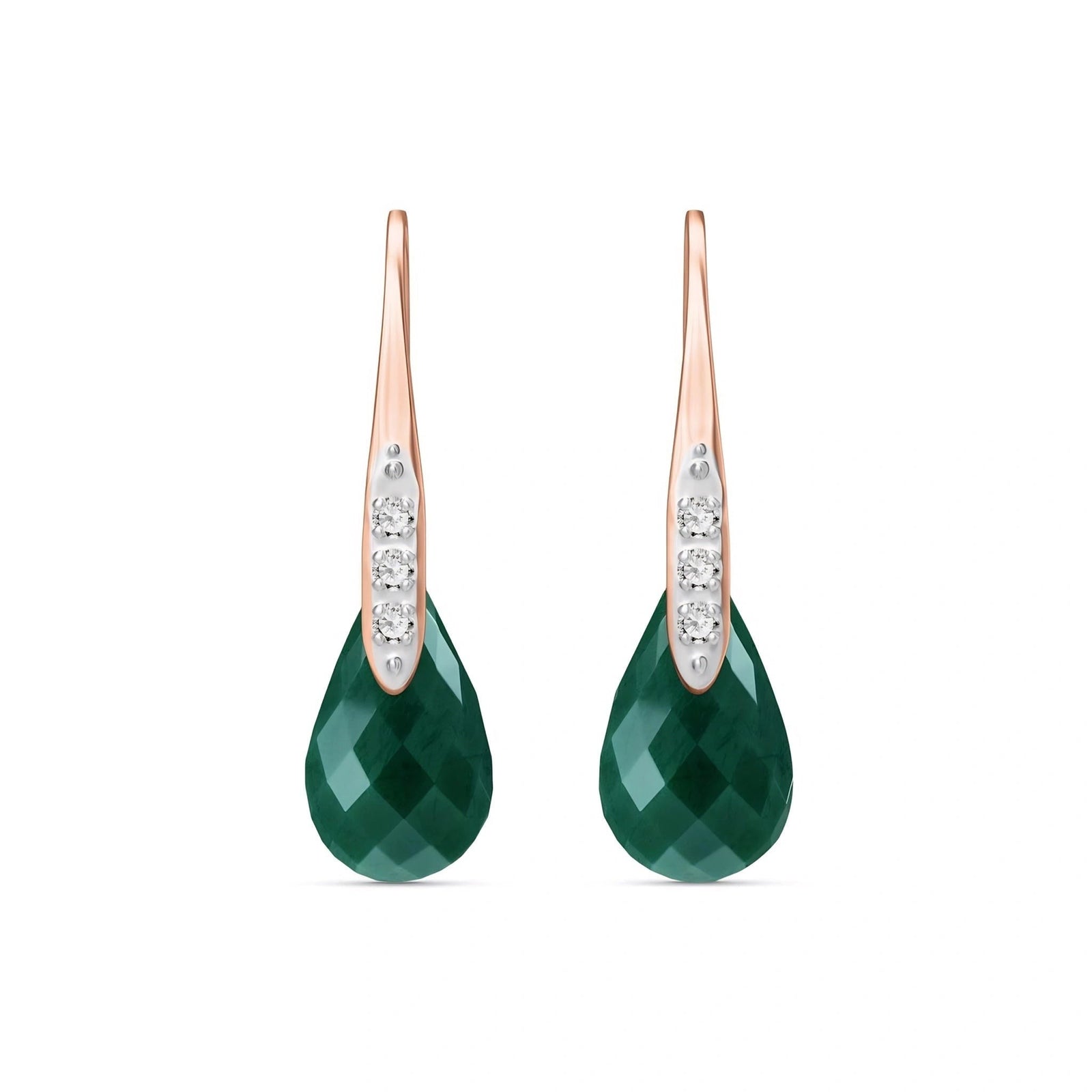 Rose Gold Aura Drop Earrings Green Sapphire 10K — Domenica