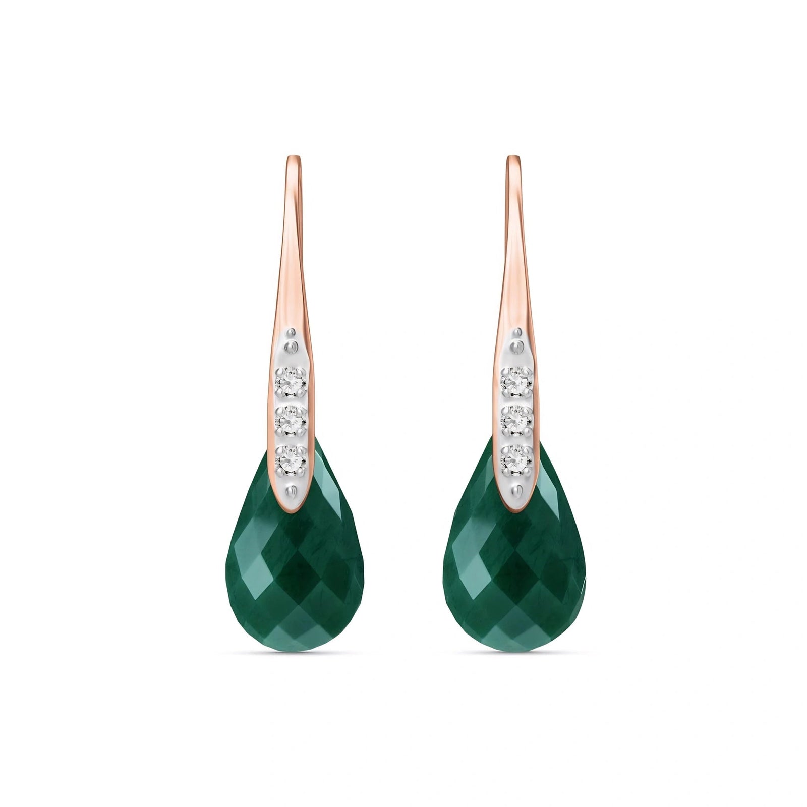 Rose Gold Aura Drop Earrings Green Sapphire 10K — Domenica