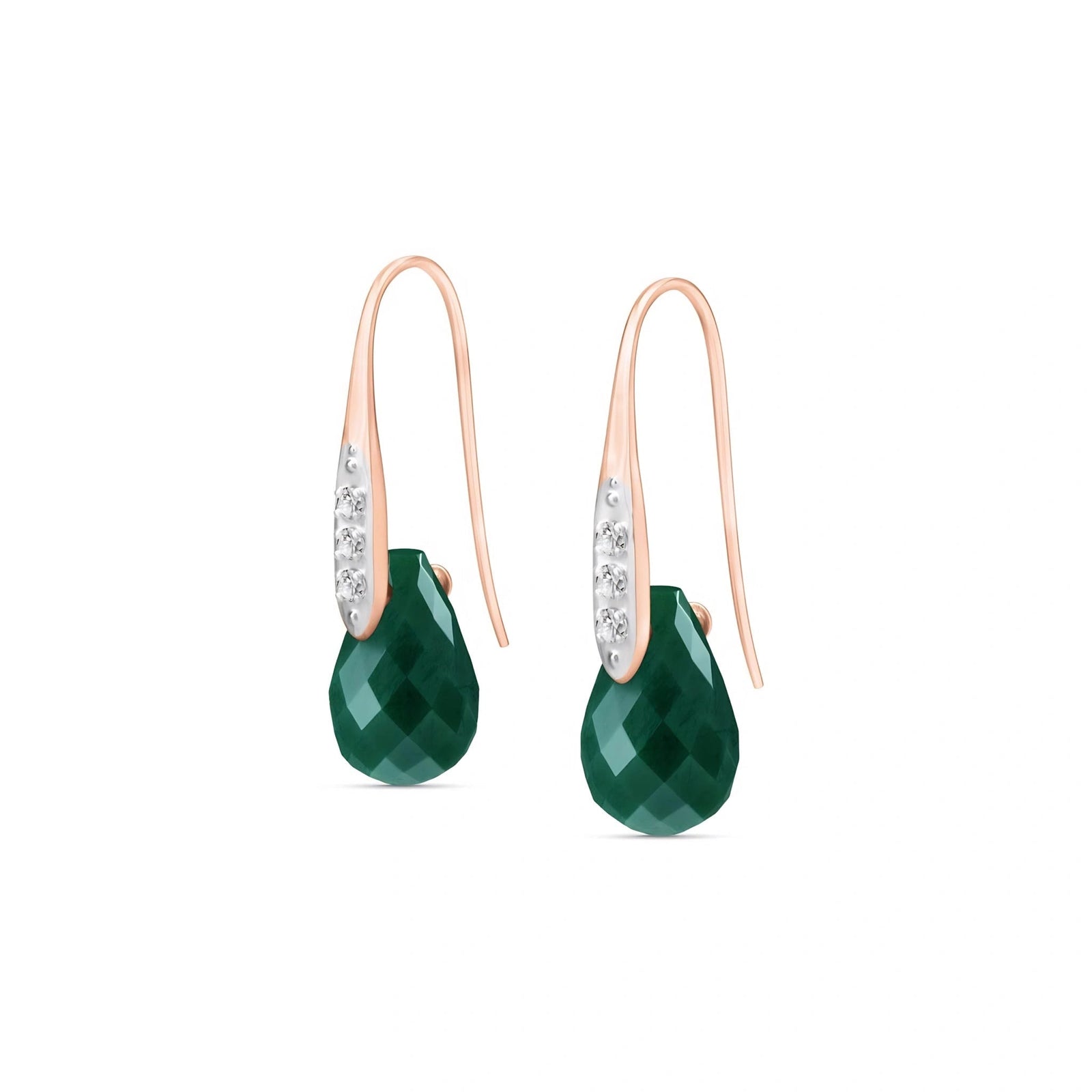 Rose Gold Aura Drop Earrings Green Sapphire 10K — Domenica