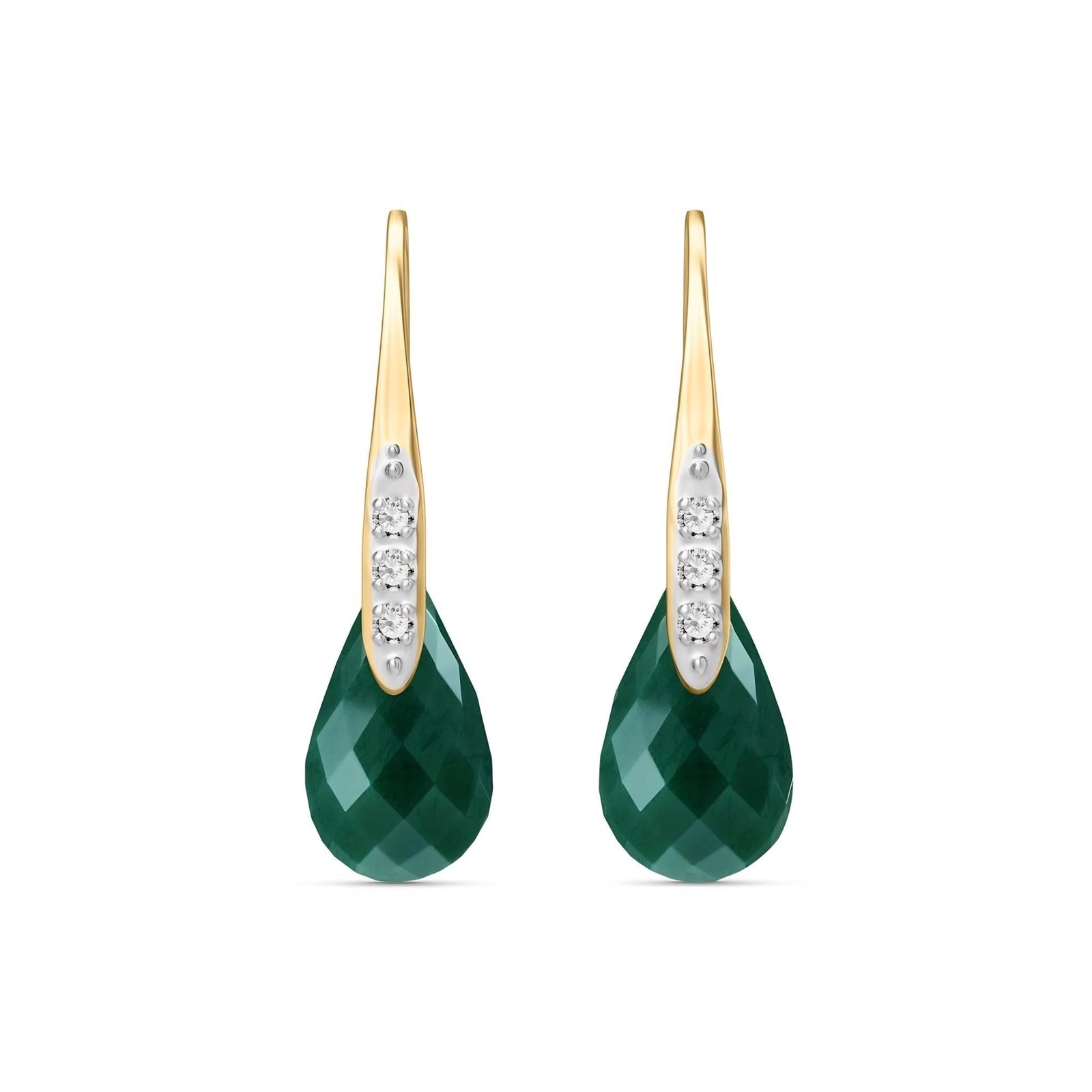Yellow Gold Aura Drop Earrings Green Sapphire 10K — Domenica