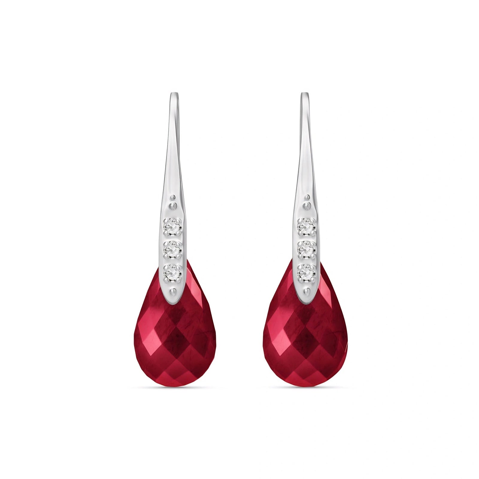 White Gold Aura Drop Earrings Ruby 10K — Domenica