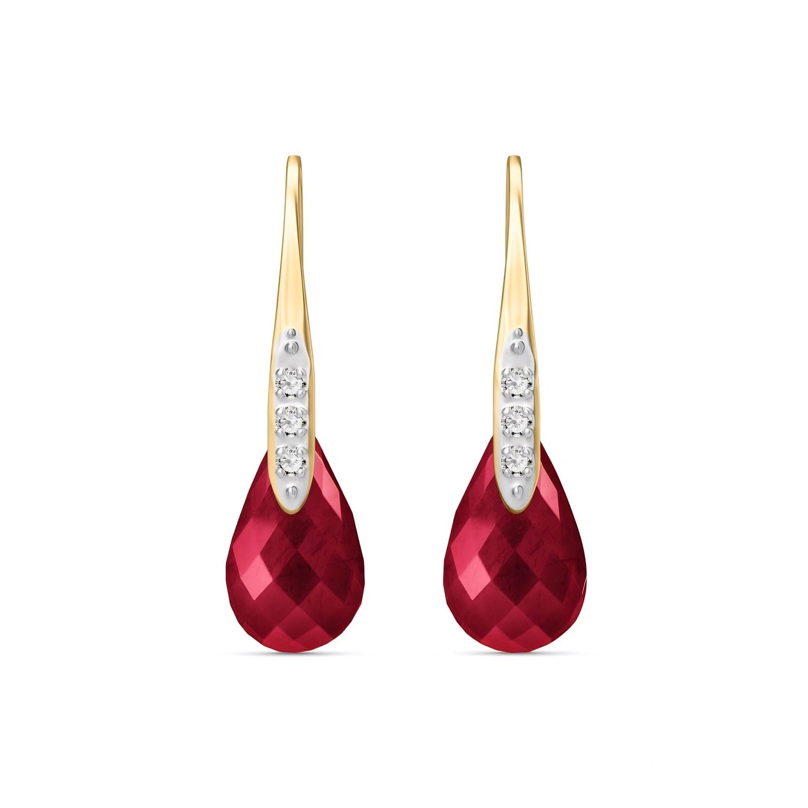 Yellow Gold Aura Drop Earrings Ruby 10K — Domenica
