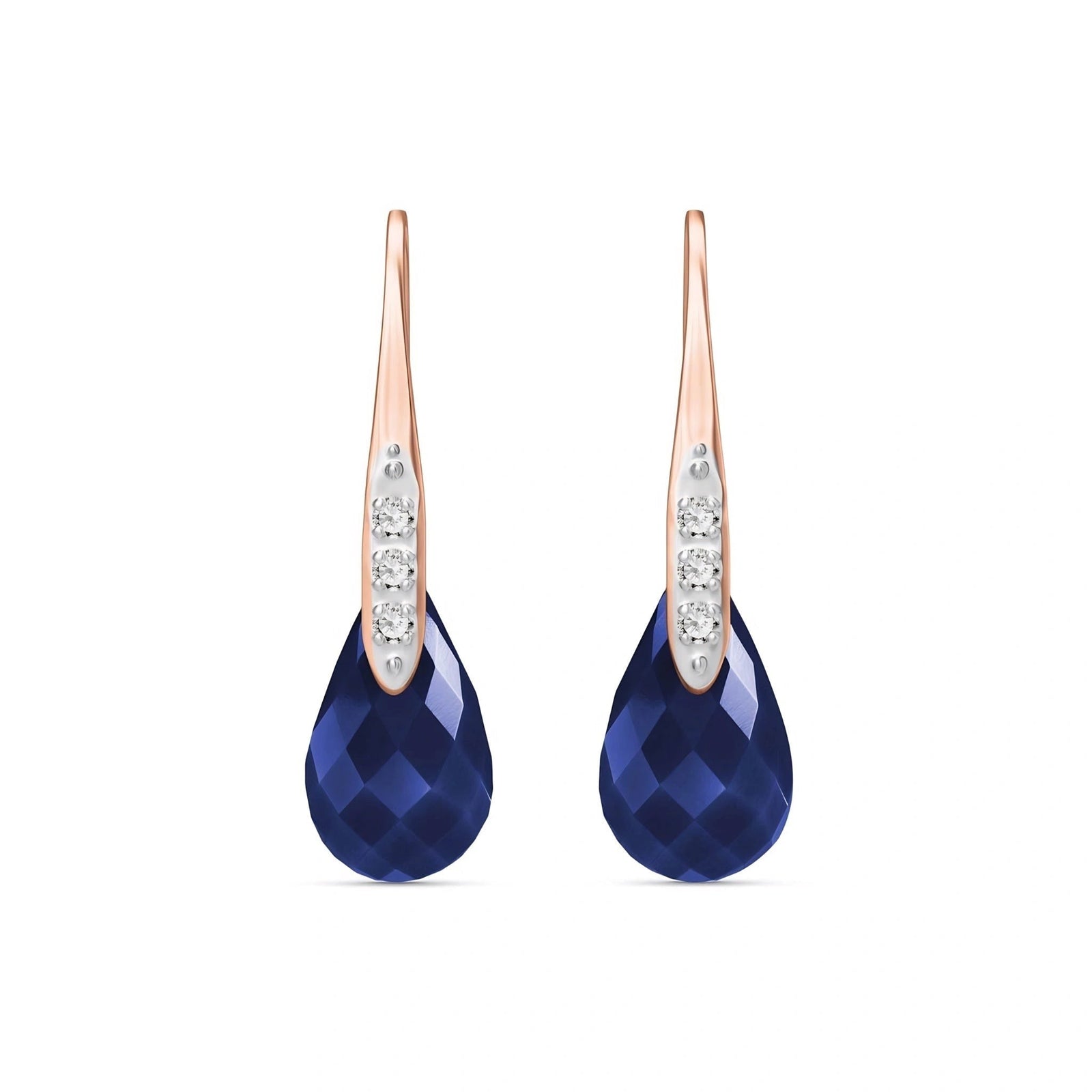 Rose Gold Aura Drop Earrings Sapphire 10K — Domenica