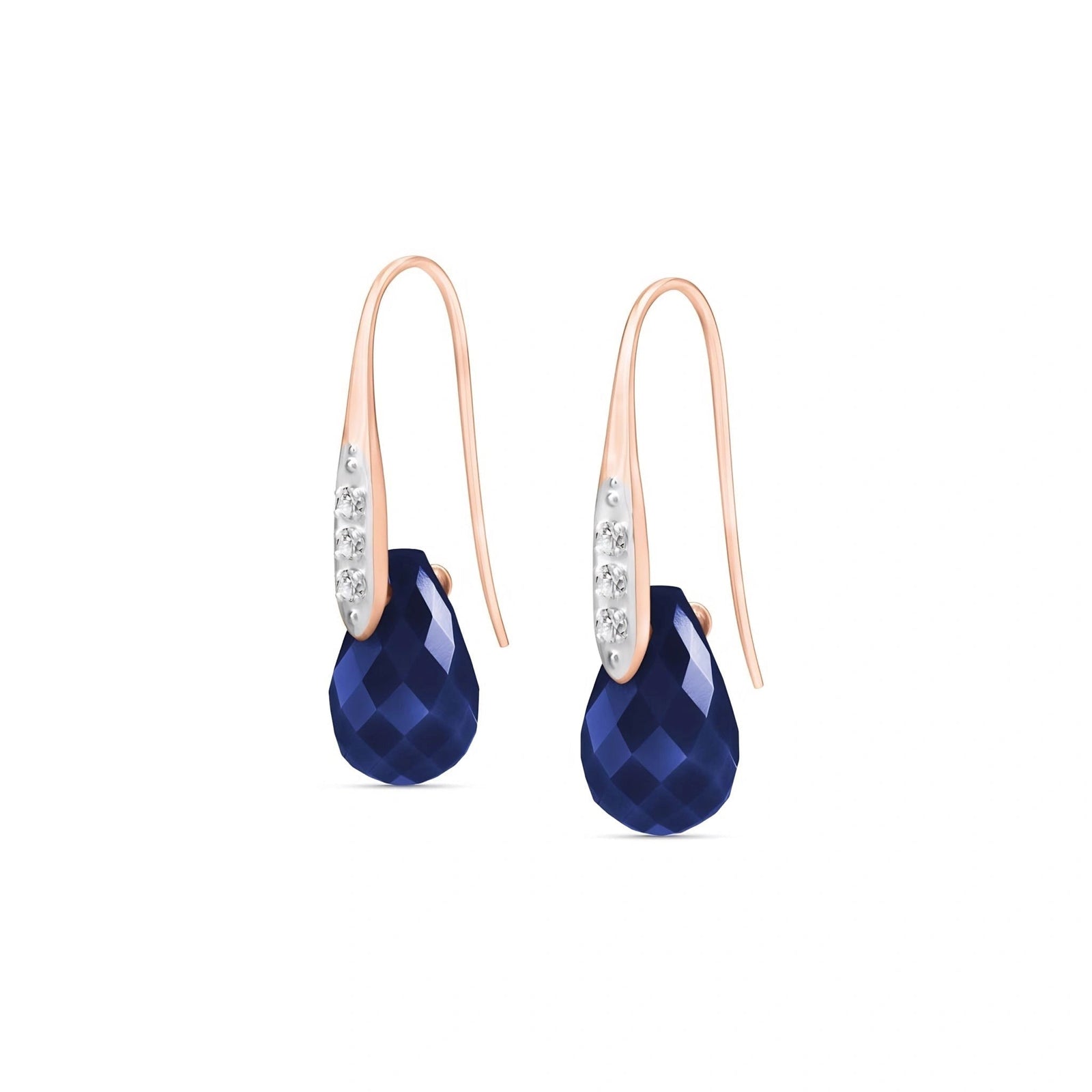 Rose Gold Aura Drop Earrings Sapphire 10K — Domenica