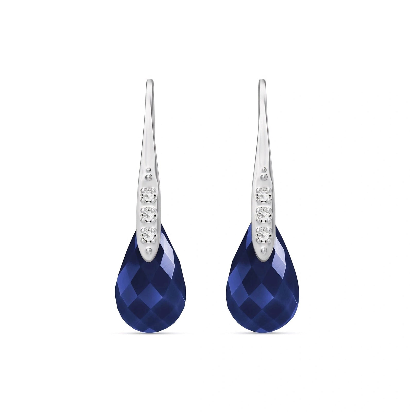White Gold Aura Drop Earrings Sapphire 10K — Domenica