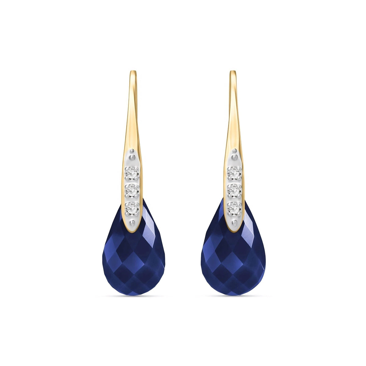 Yellow Gold Aura Drop Earrings Sapphire 10K — Domenica