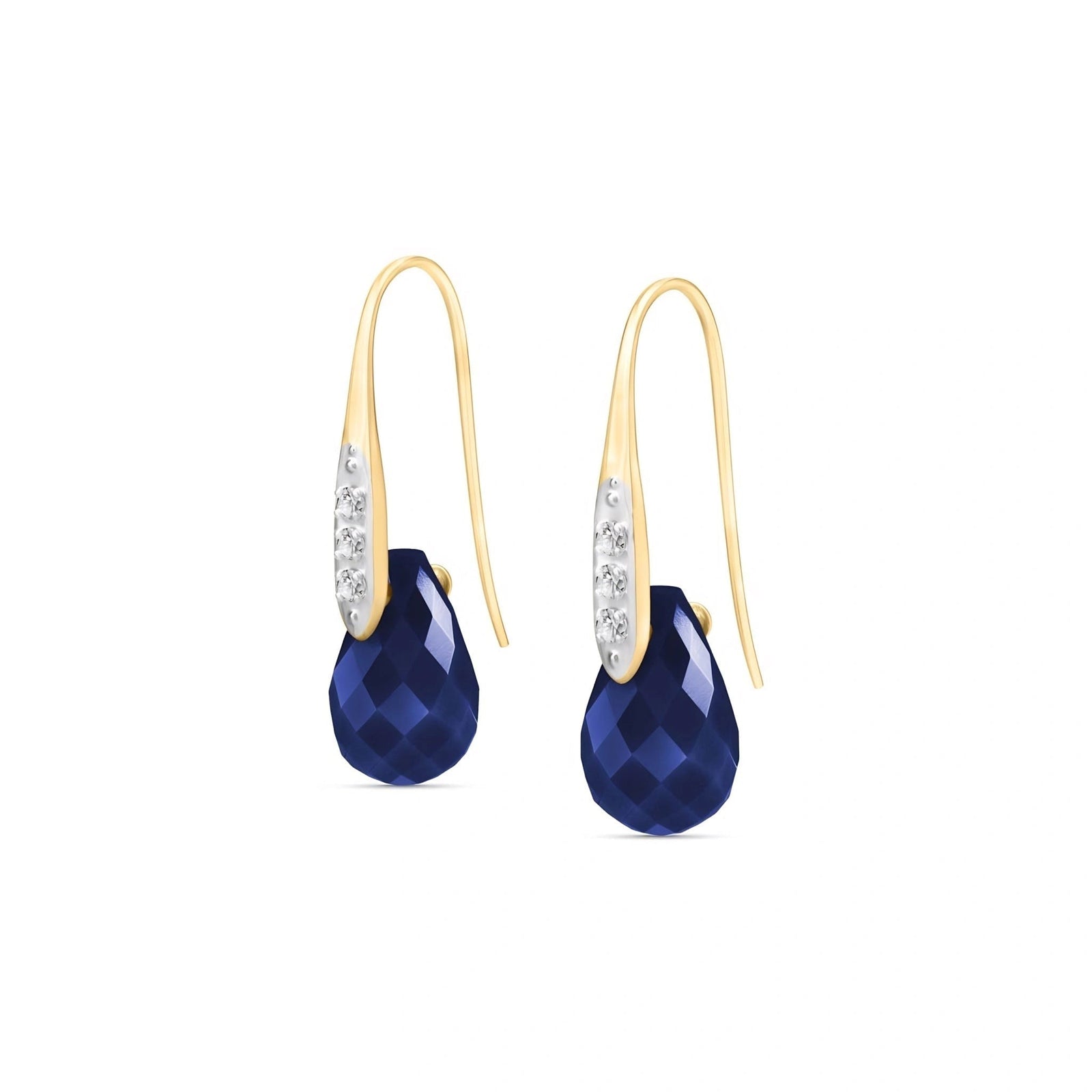 Yellow Gold Aura Drop Earrings Sapphire 10K — Domenica