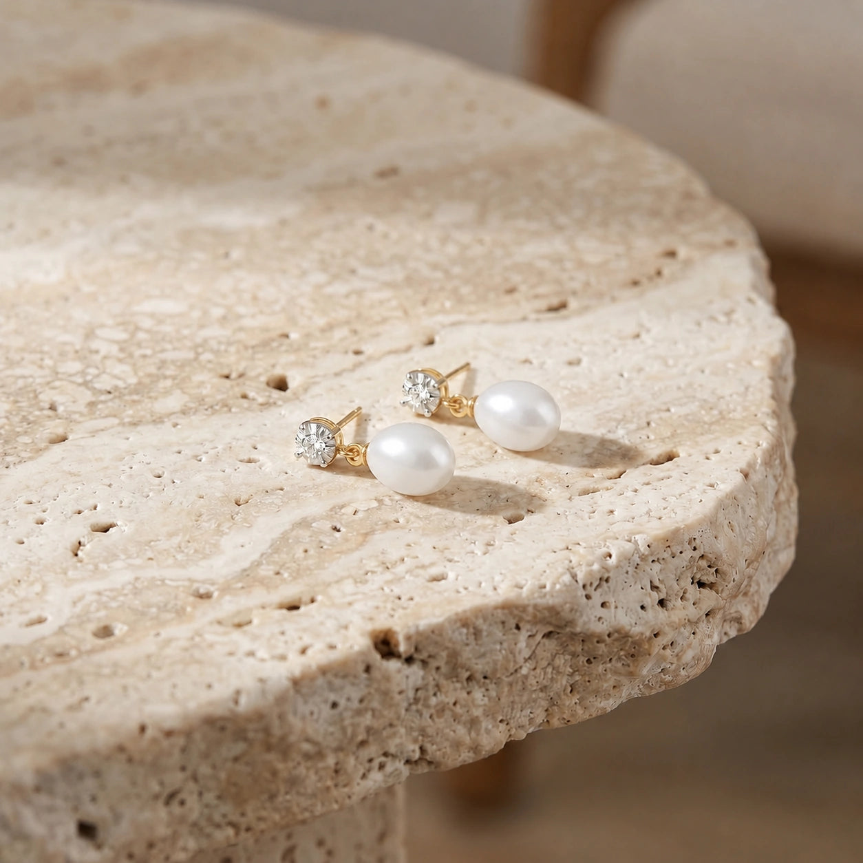 Yellow Gold Diamond & Pearl — Mercedes