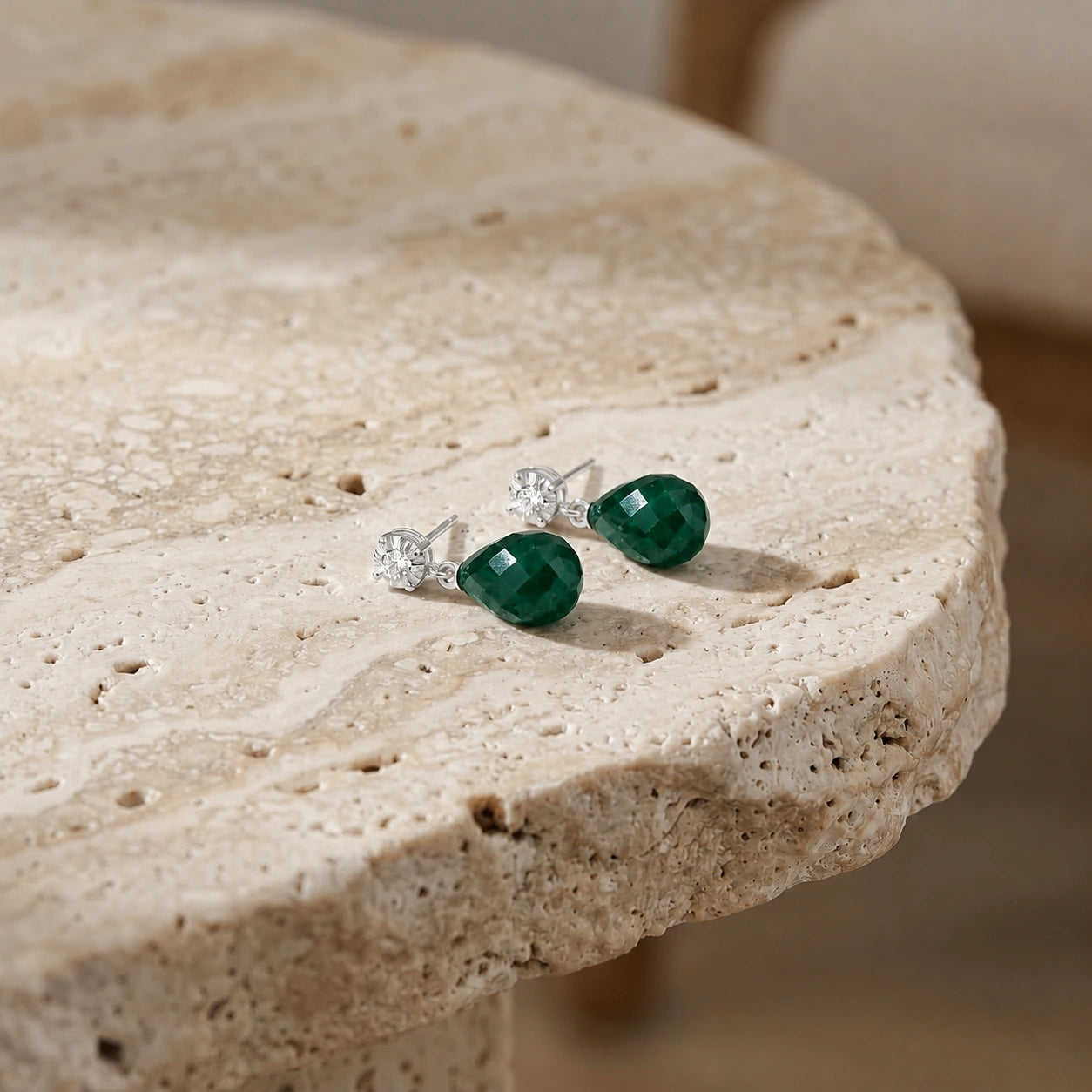 White Gold Emerald & Diamond — Mercedes