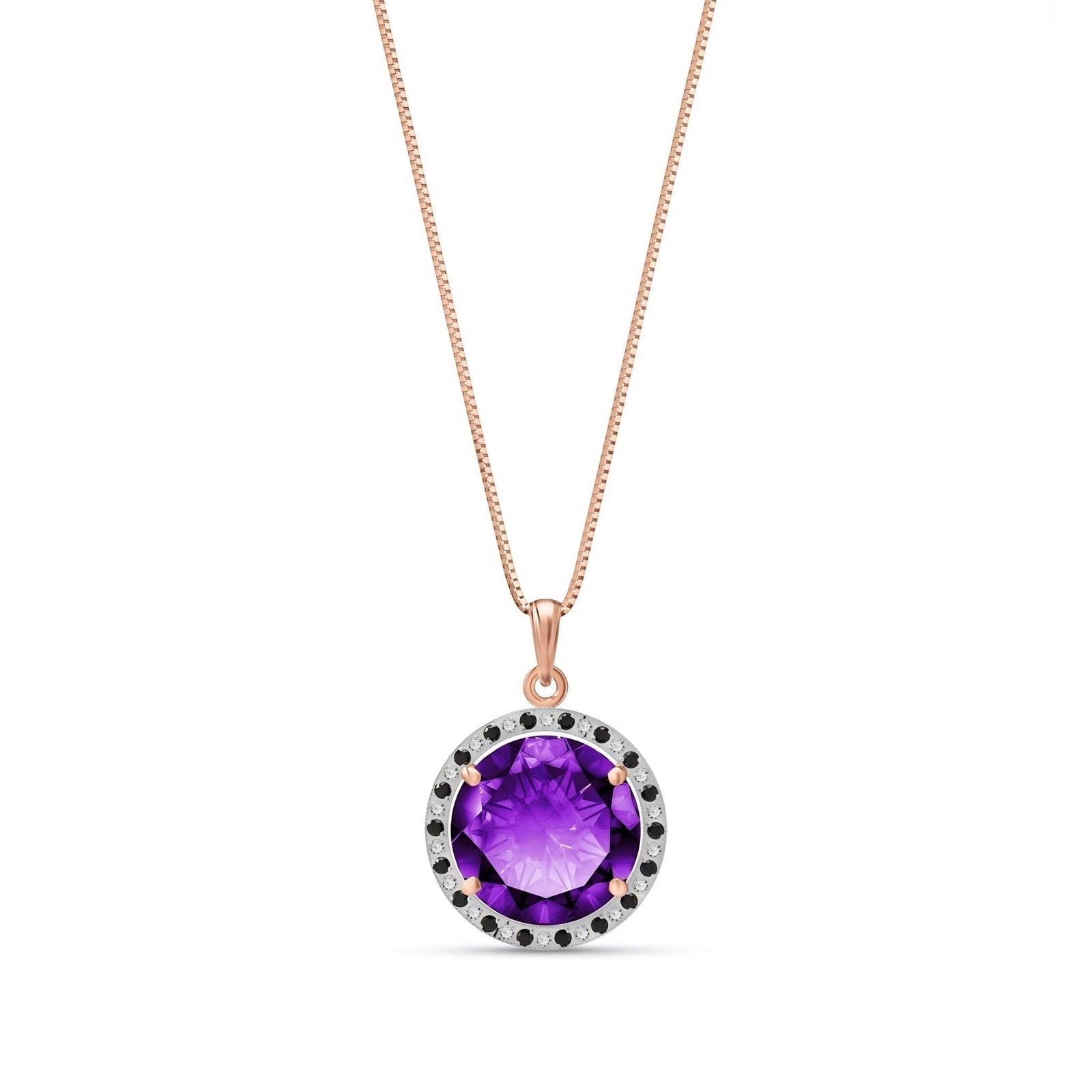 Rose Gold Pendant Necklace Amethyst 10K — Liana