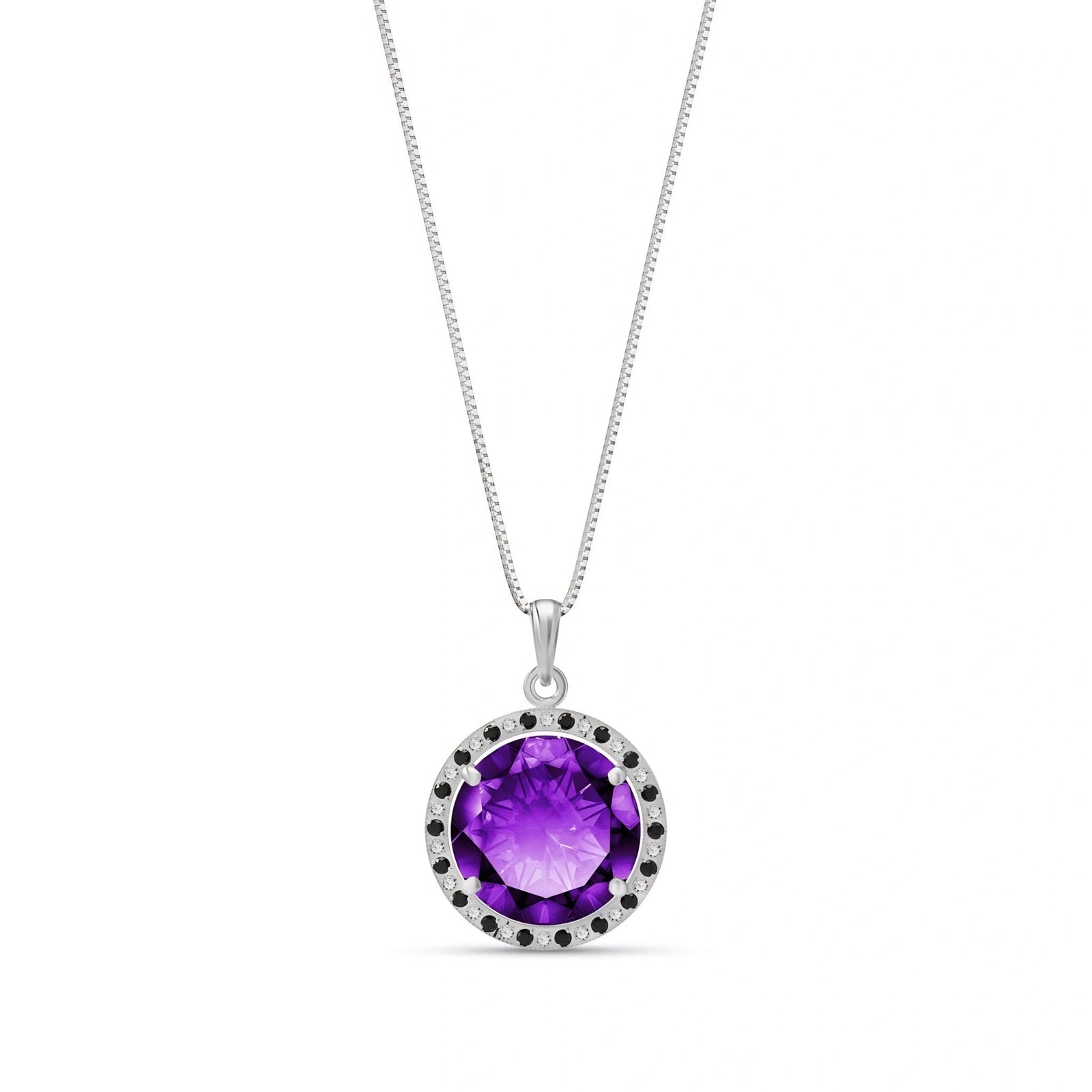 White Gold Pendant Necklace Amethyst 10K — Liana