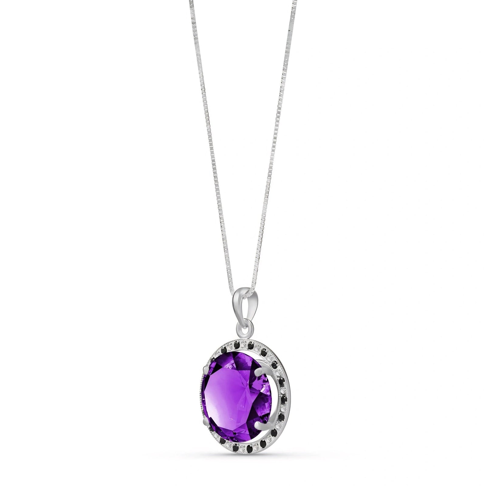White Gold Pendant Necklace Amethyst 10K — Liana