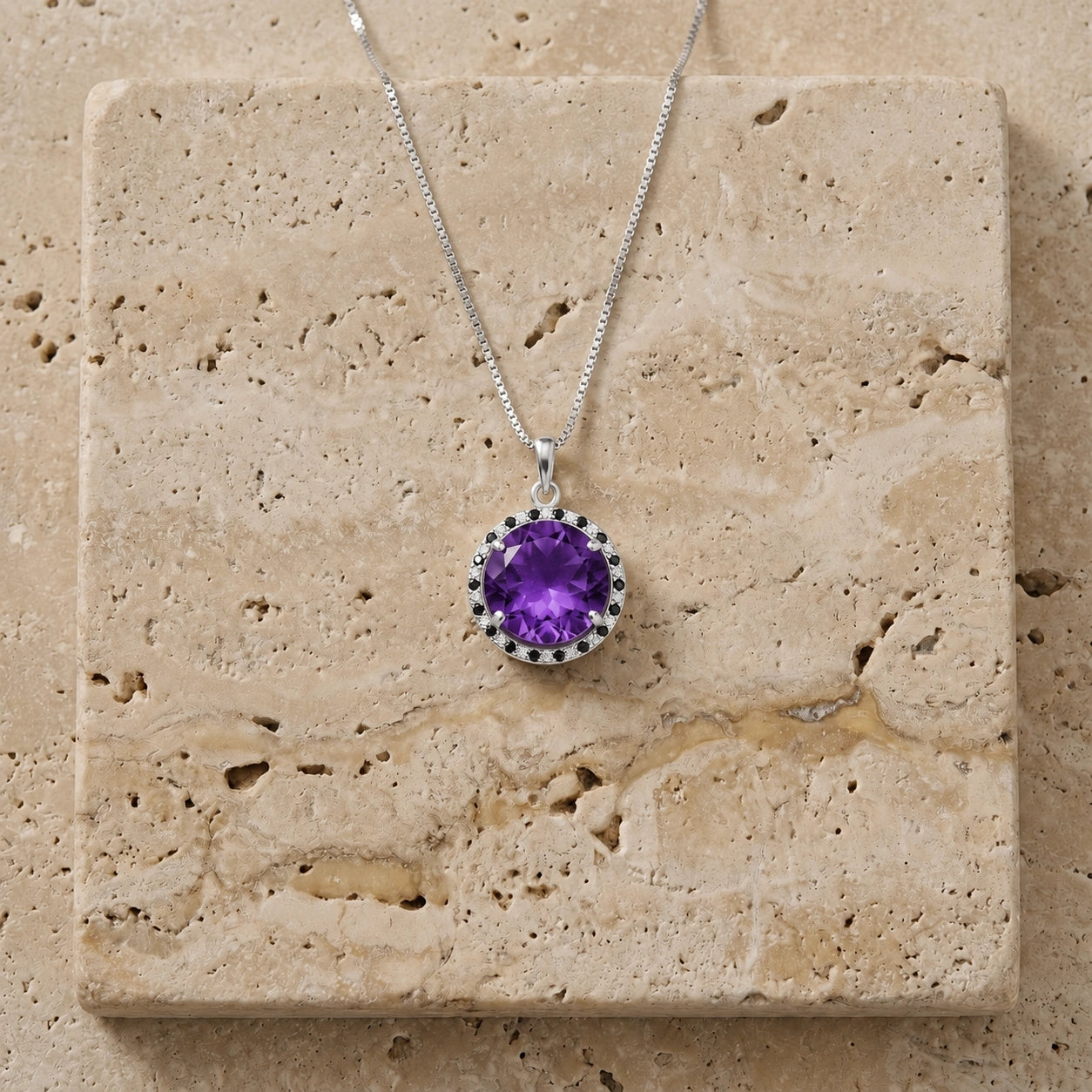 White Gold Pendant Necklace Amethyst 10K — Liana