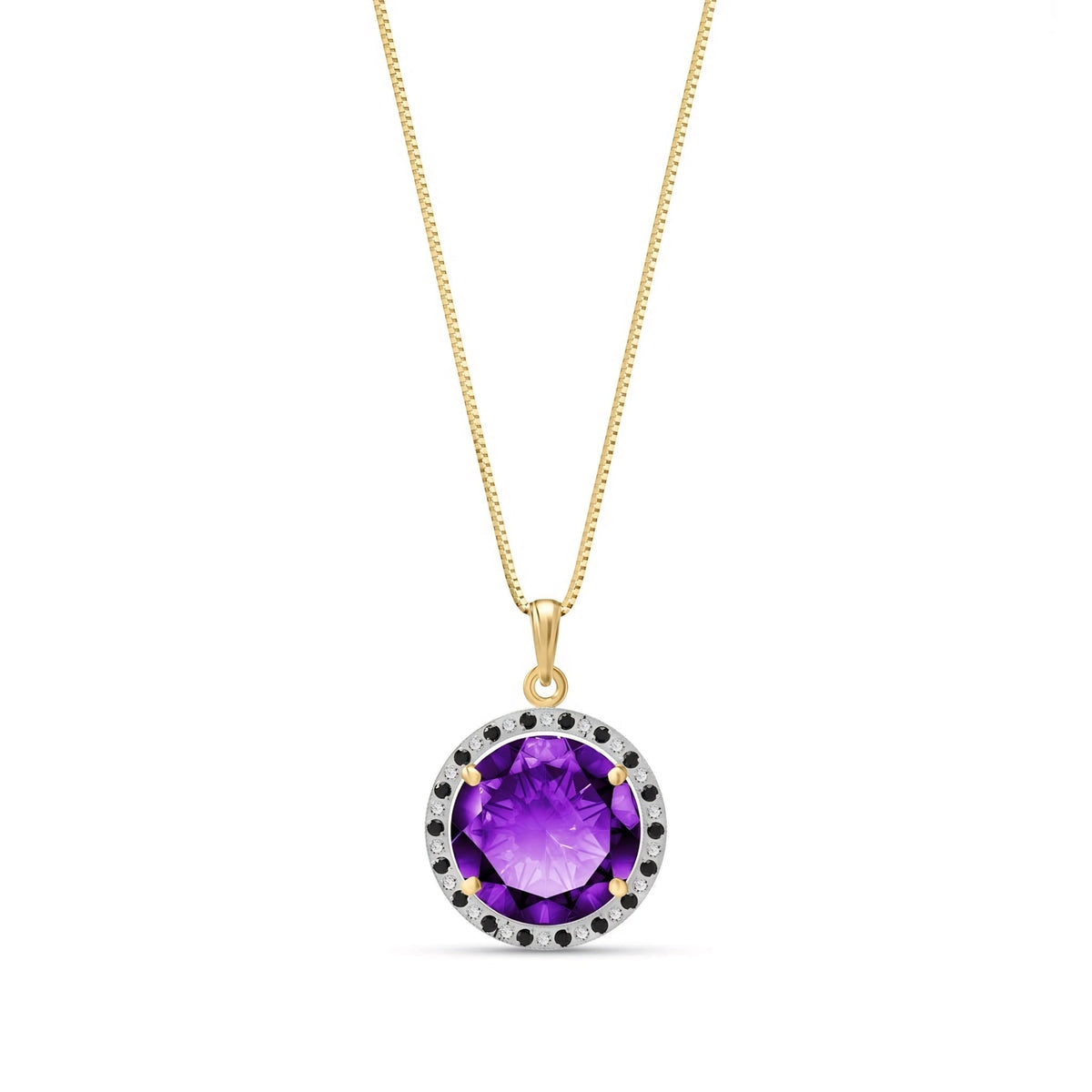 Yellow Gold Pendant Necklace Amethyst 10K — Liana
