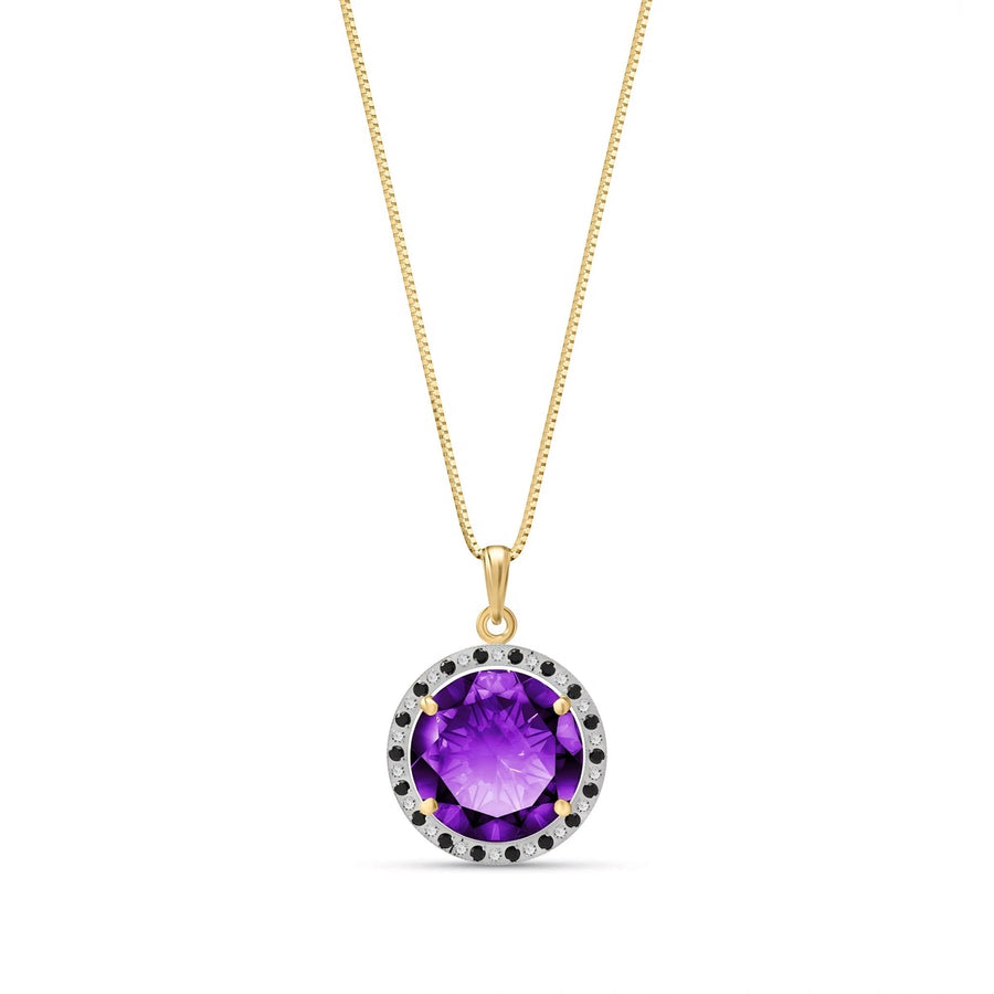 Yellow Gold Pendant Necklace Amethyst 10K — Liana