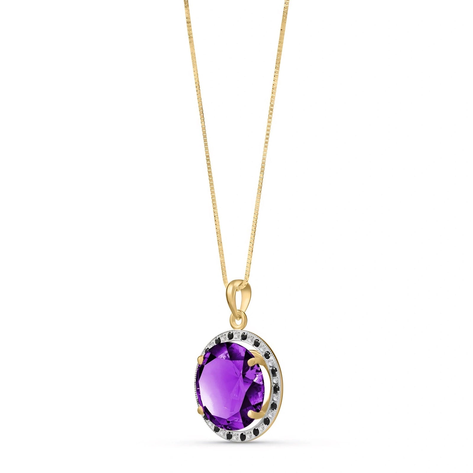 Yellow Gold Pendant Necklace Amethyst 10K — Liana