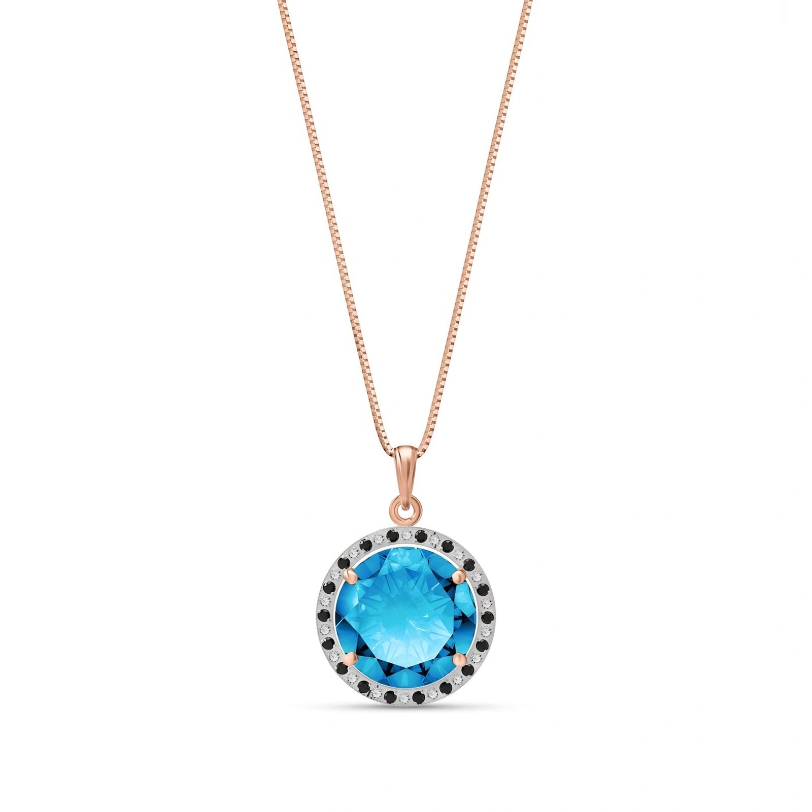 Rose Gold Pendant Necklace Blue Topaz 10K — Liana