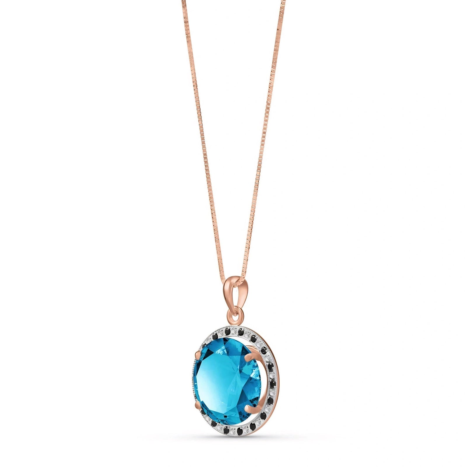 Rose Gold Pendant Necklace Blue Topaz 10K — Liana