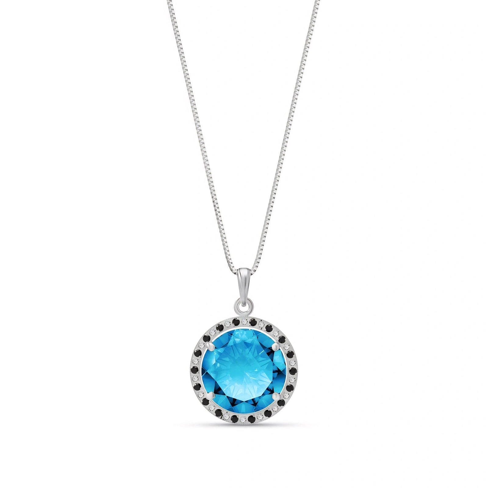 White Gold Pendant Necklace Blue Topaz 10K — Liana